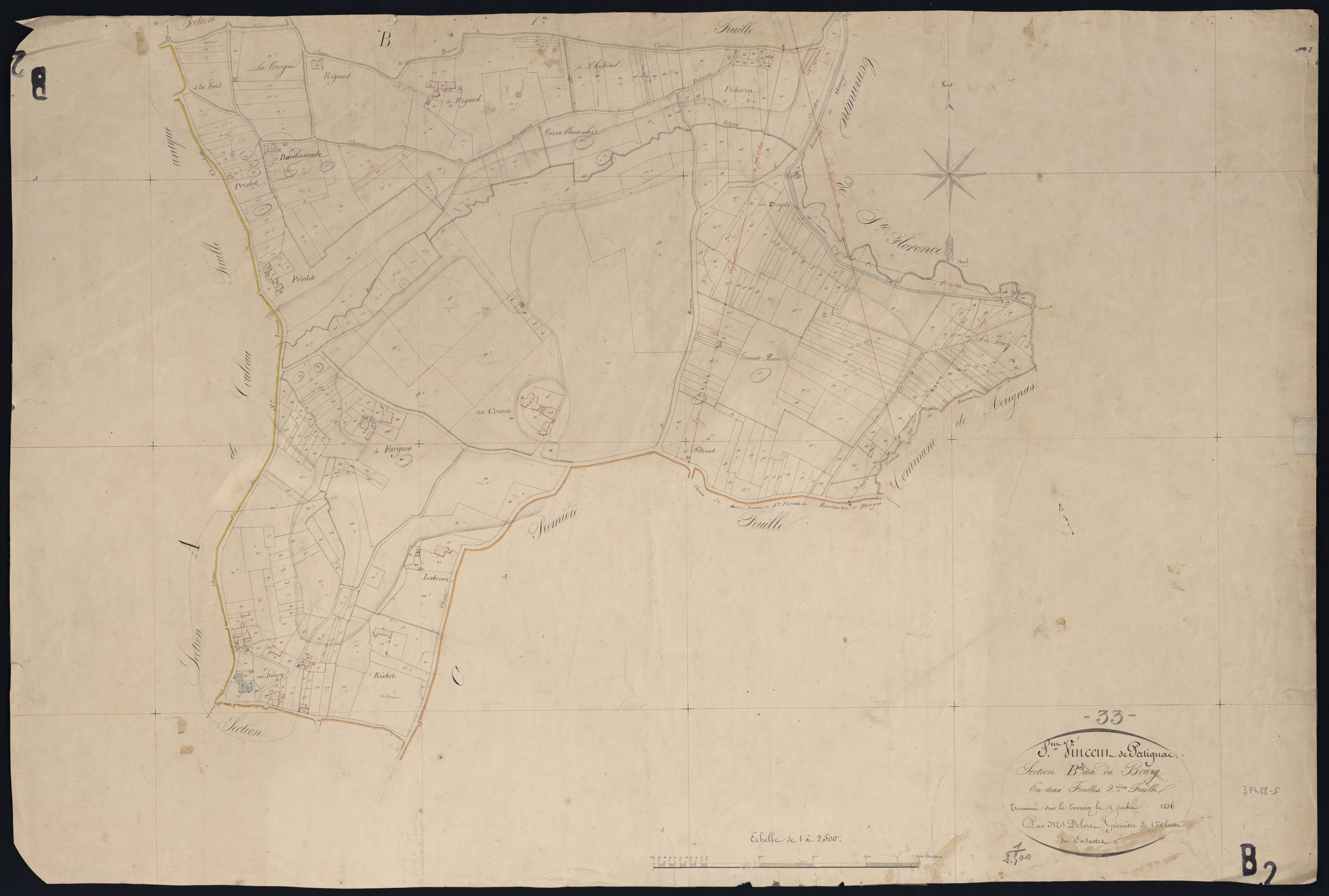 Saint-Vincent-de-Pertignas - -Section B feuille 2 : Le Bourg