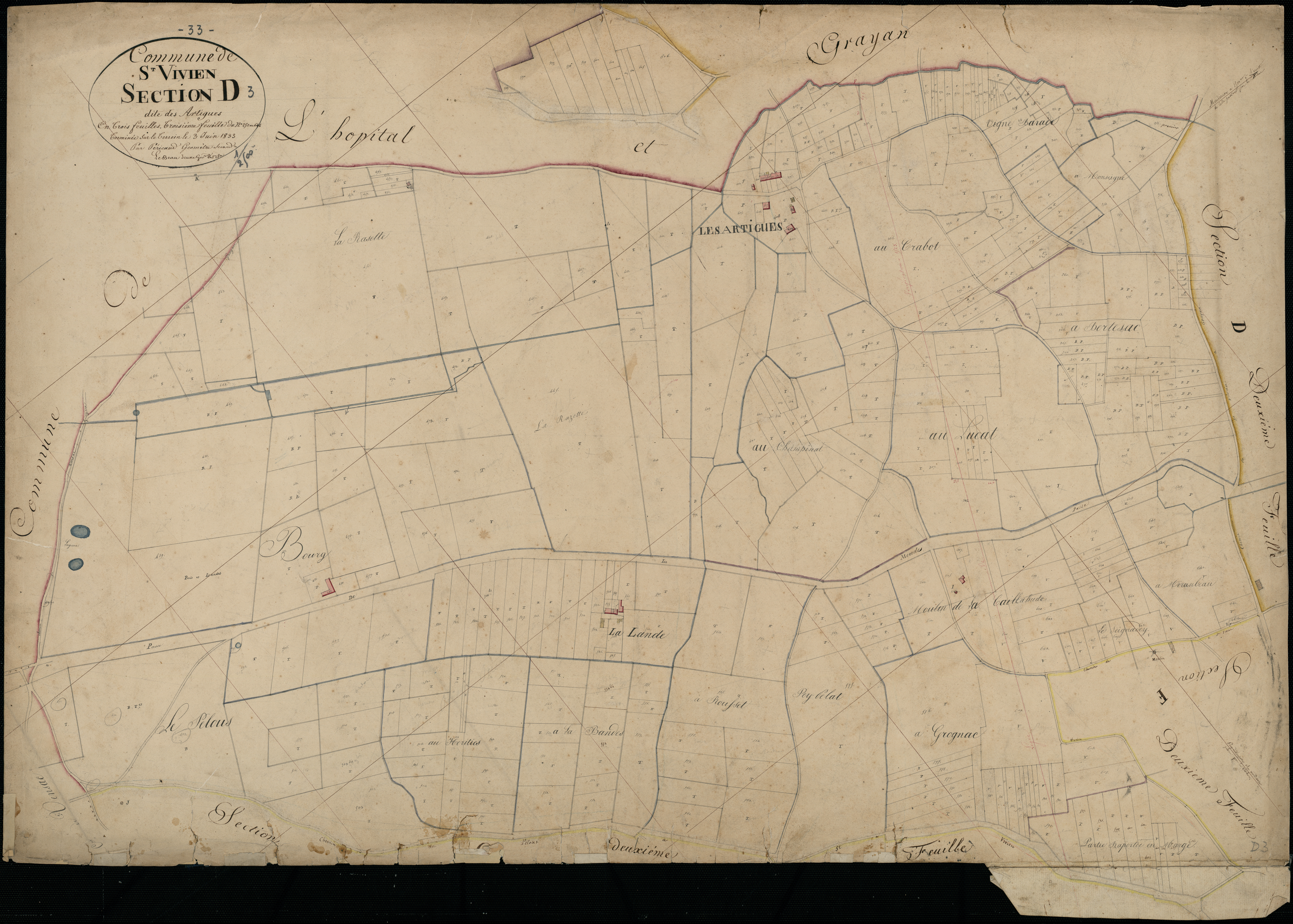 Saint-Vivien-de-Médoc - -Section D feuille 3 : Les Artigues