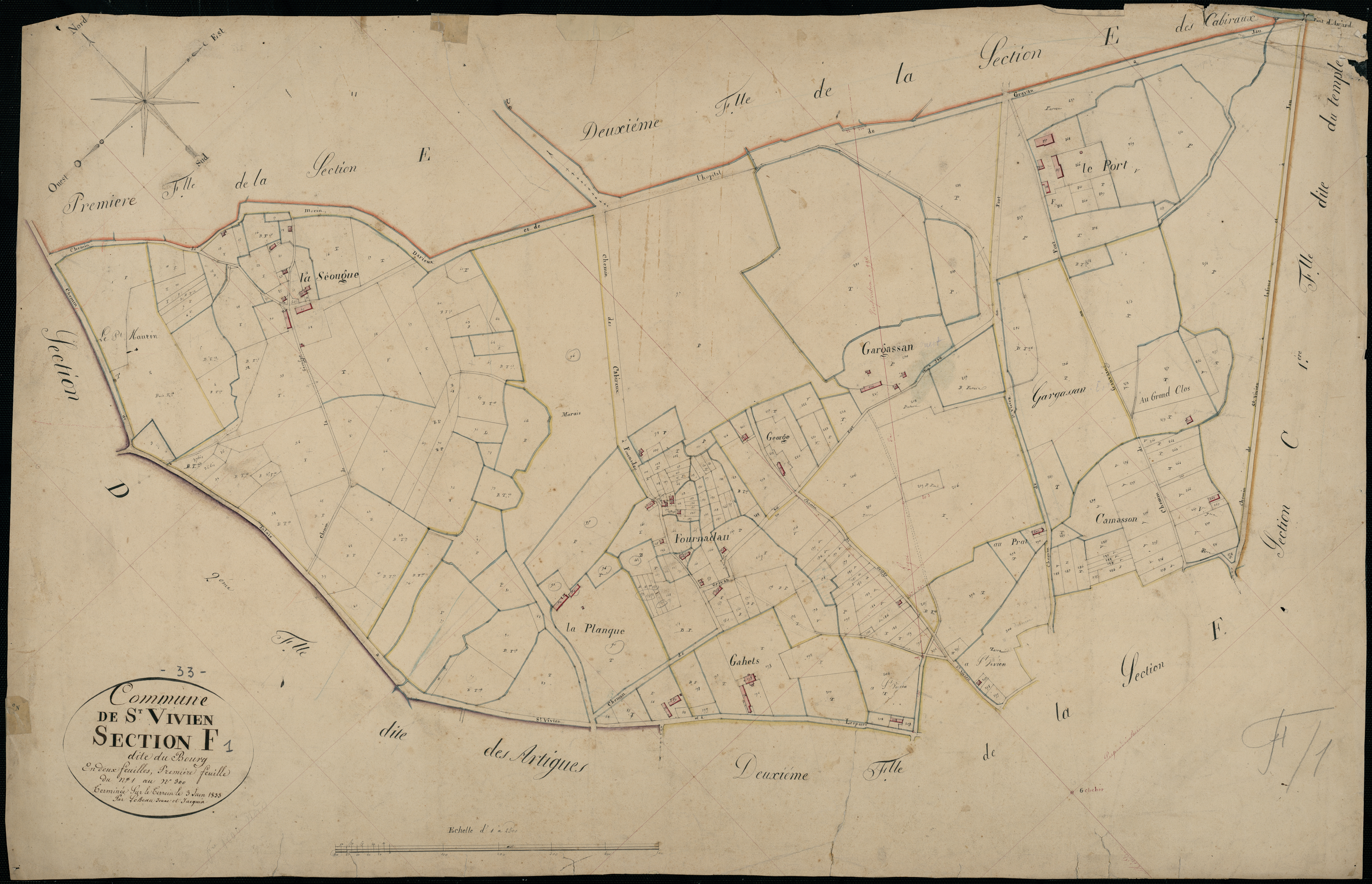 Saint-Vivien-de-Médoc - -Section F feuille 1 : Le Bourg