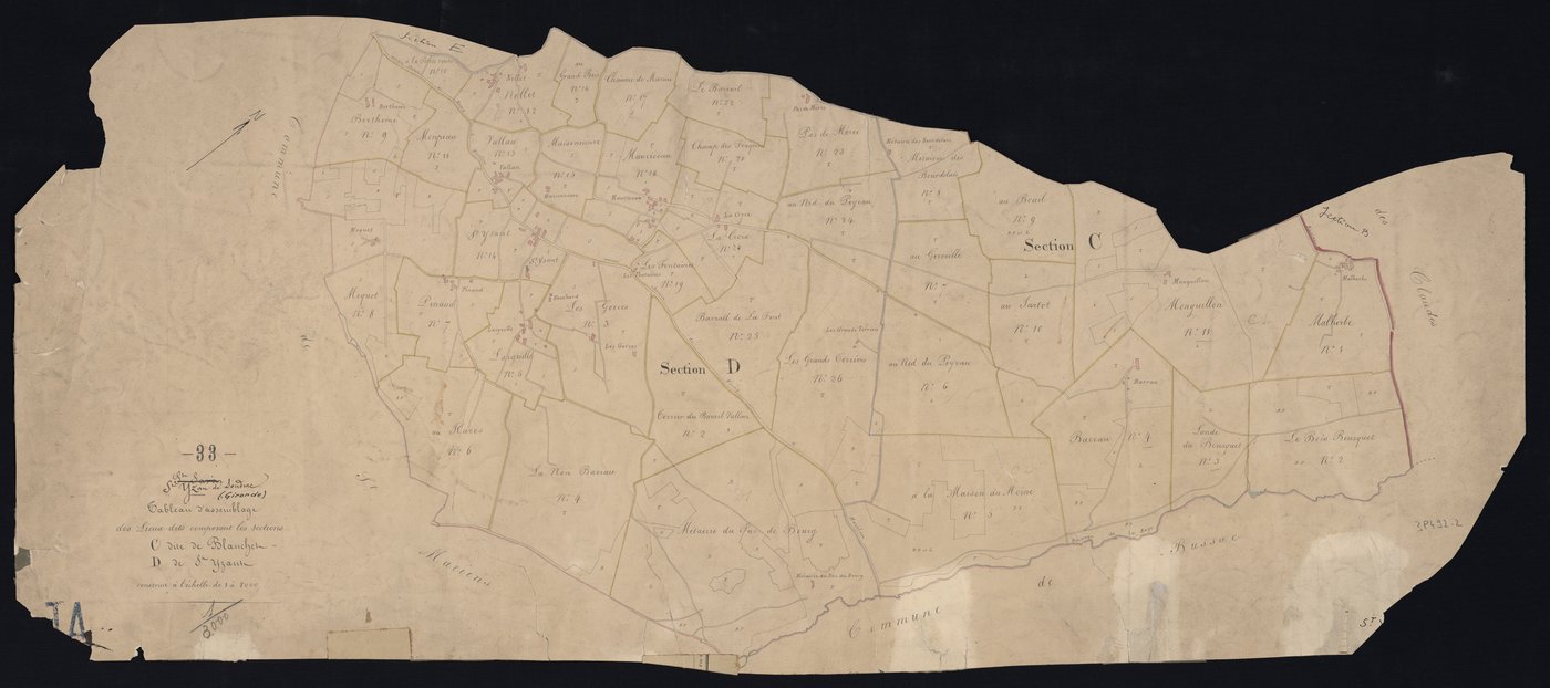 Saint-Yzan-de-Soudiac - -Tableau d'assemblage sections C et D : Blanchet / Saint-Yzant