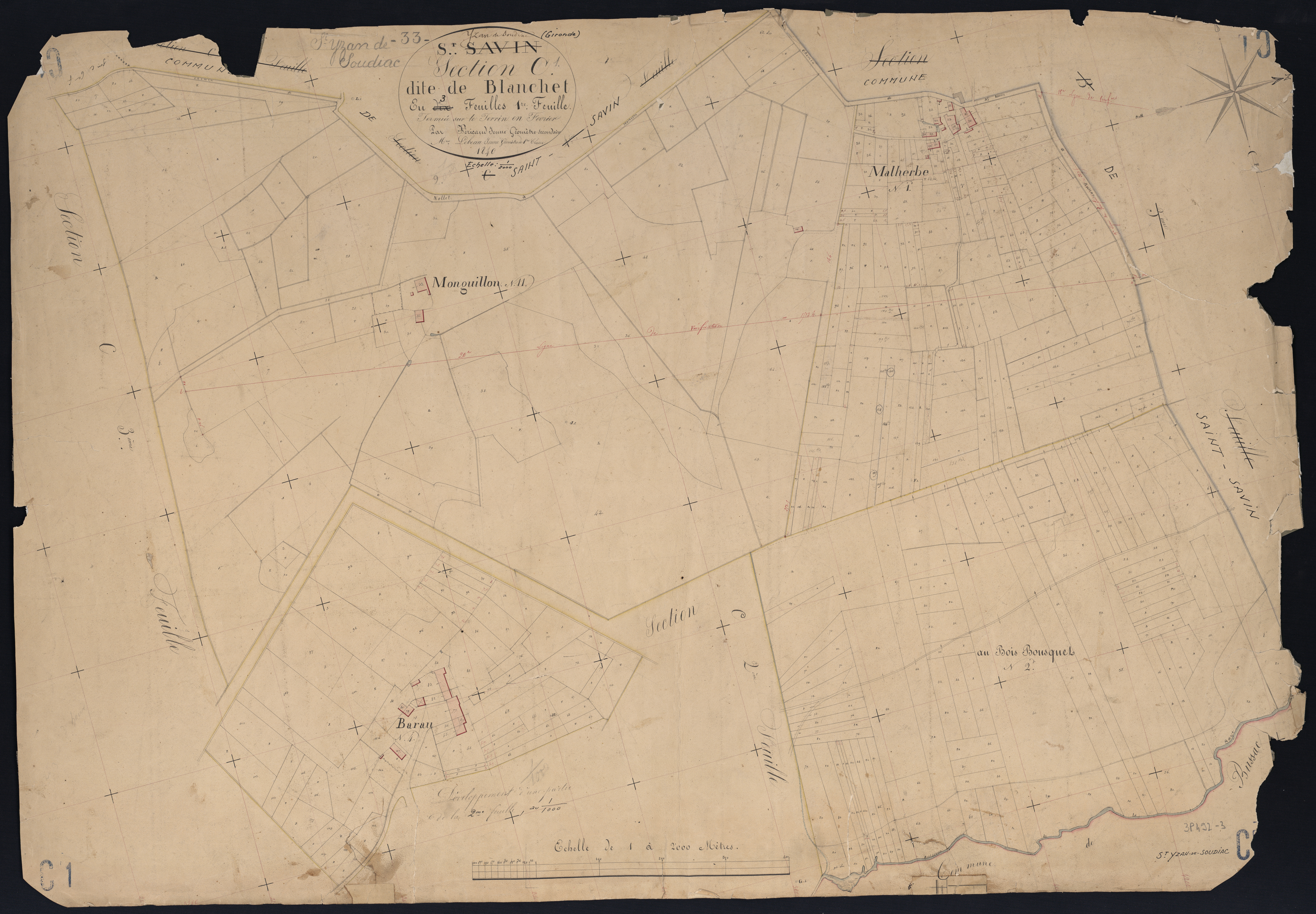 Saint-Yzan-de-Soudiac - -Section C feuille 1 : Blanchet