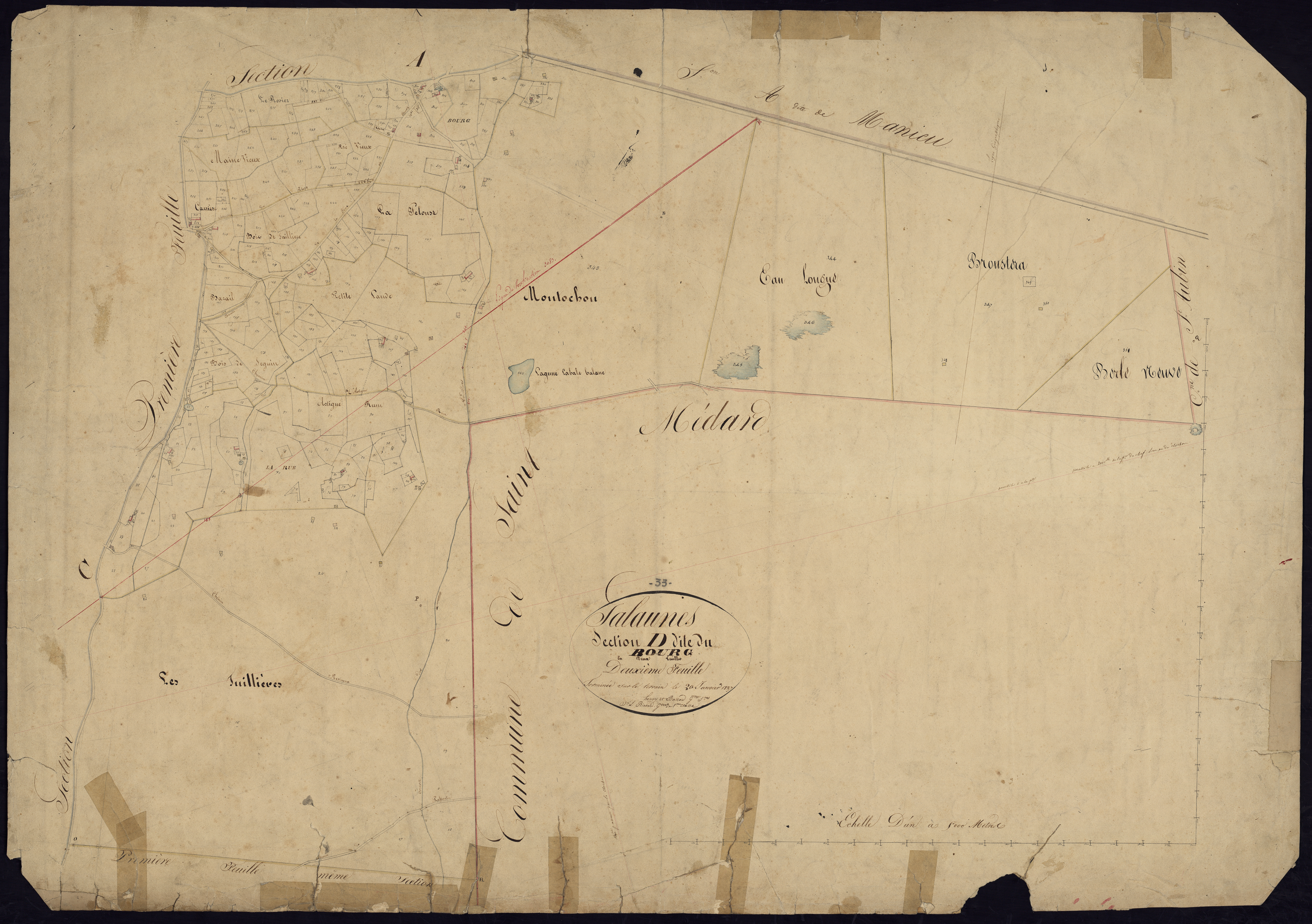 Salaunes - -Section D feuille 2 : Le Bourg