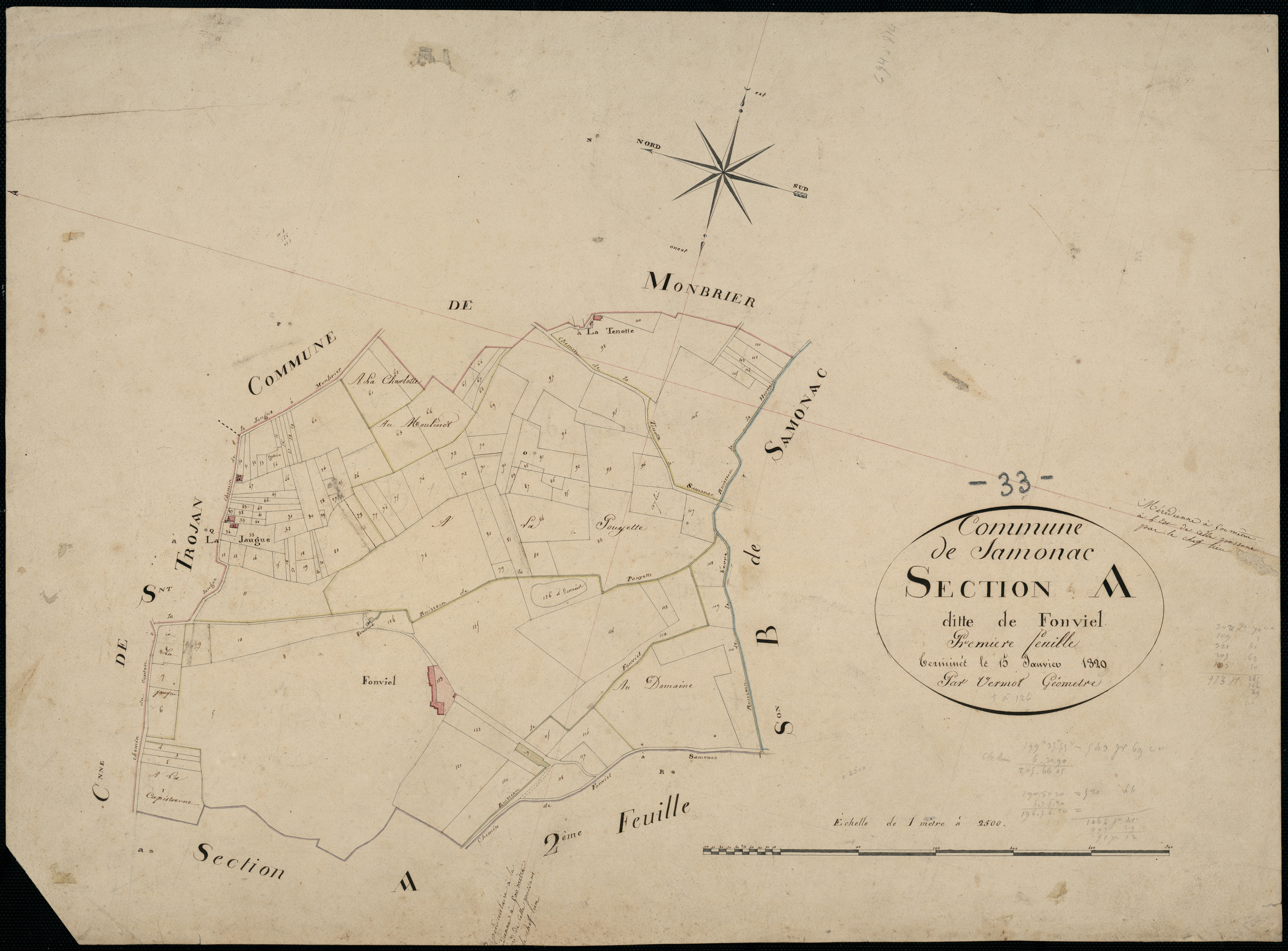 Samonac - -Section A feuille 1 : Fonviel