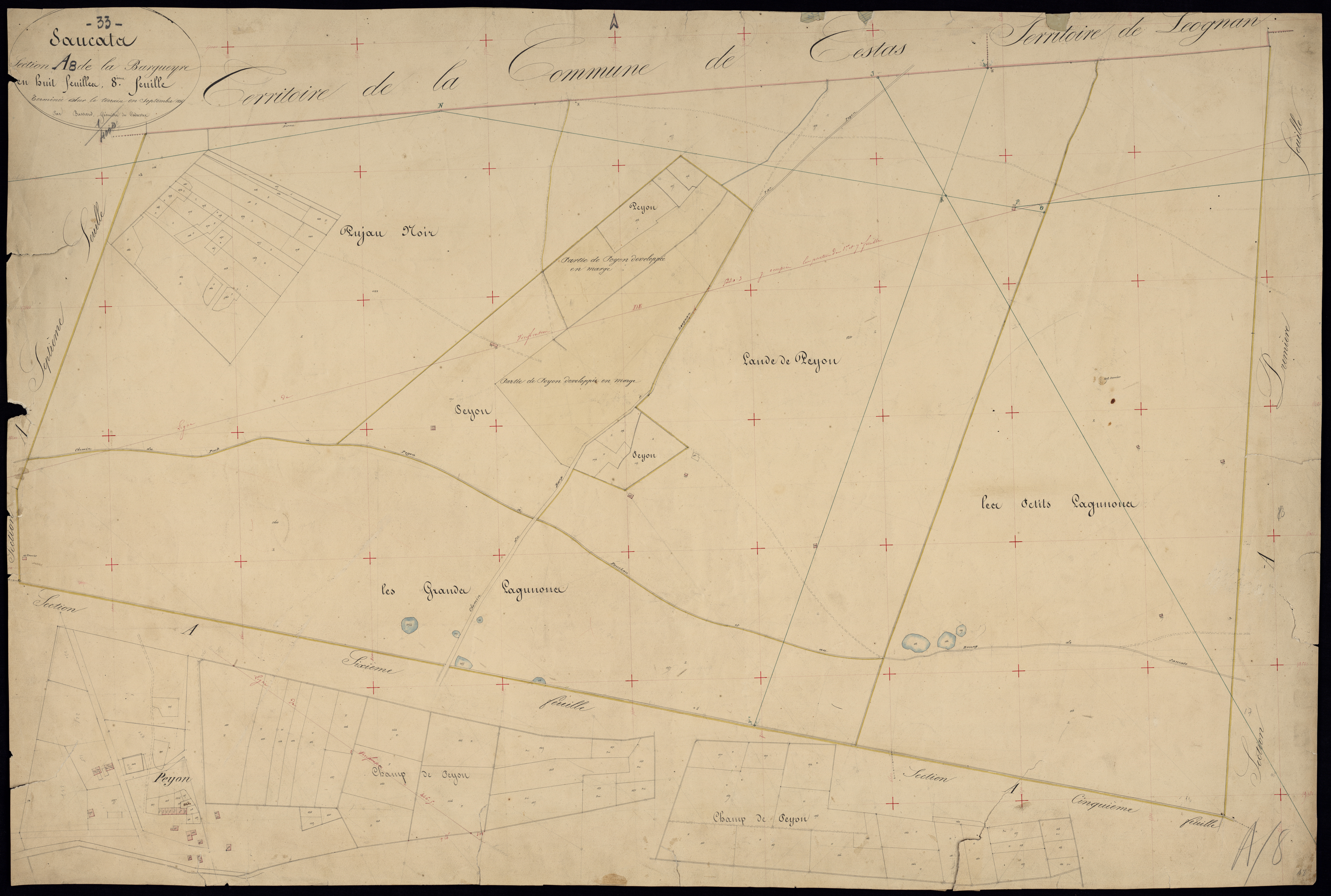 Saucats - -Section A feuille 8 : La Bargueyre
