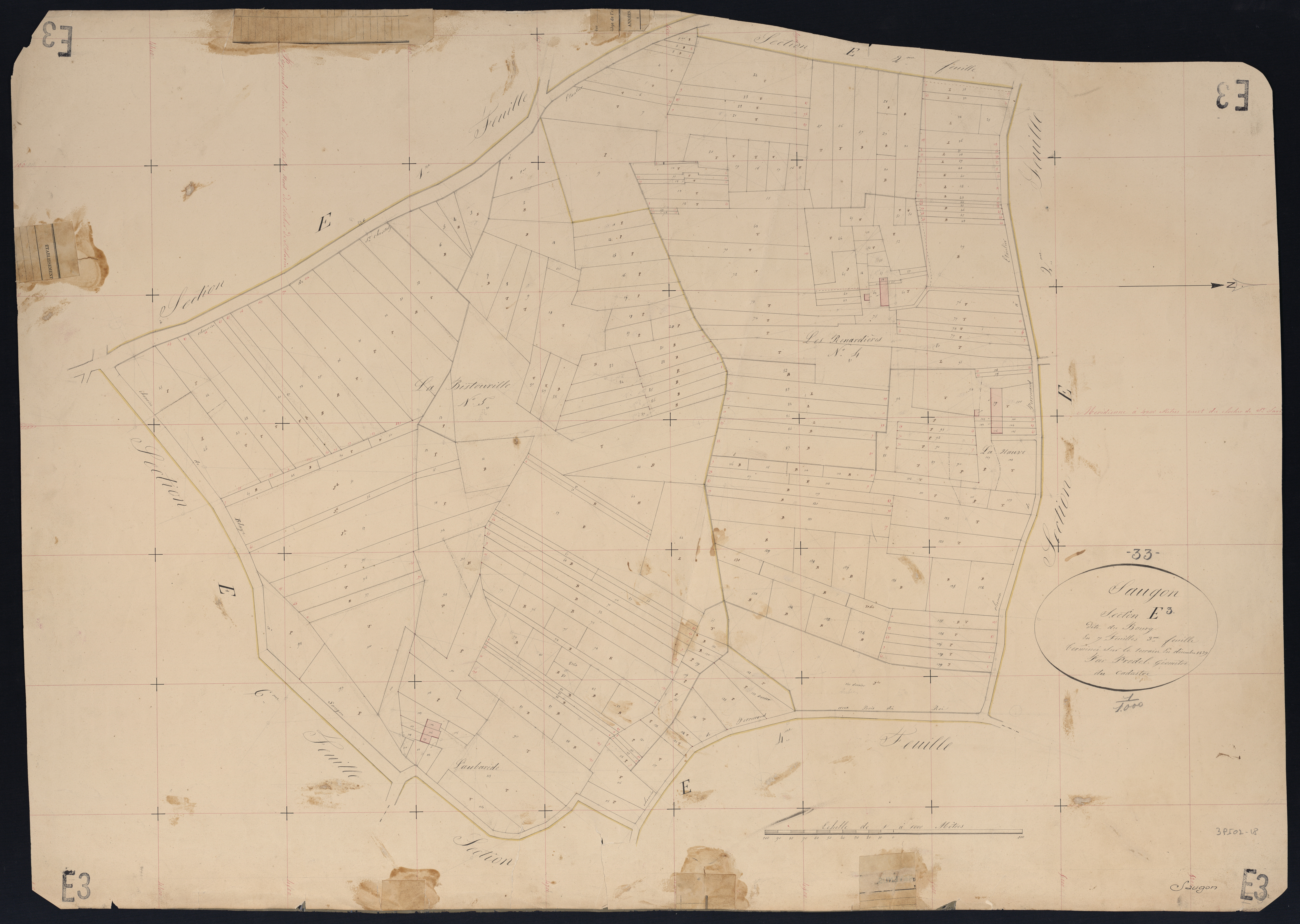 Saugon - -Section E feuille 3 : Le Bourg