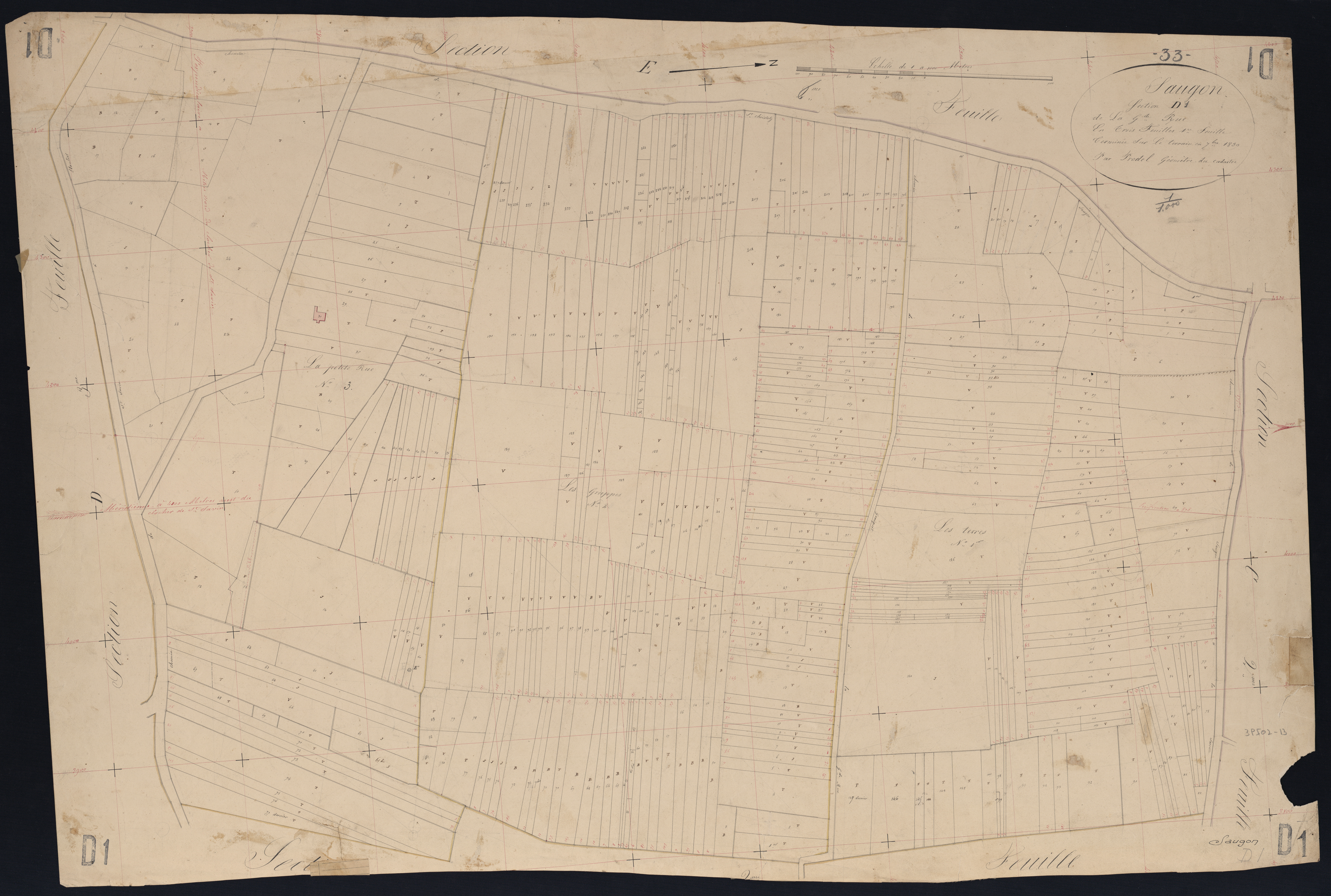 Saugon - -Section D feuille 1 : Grande-Rue