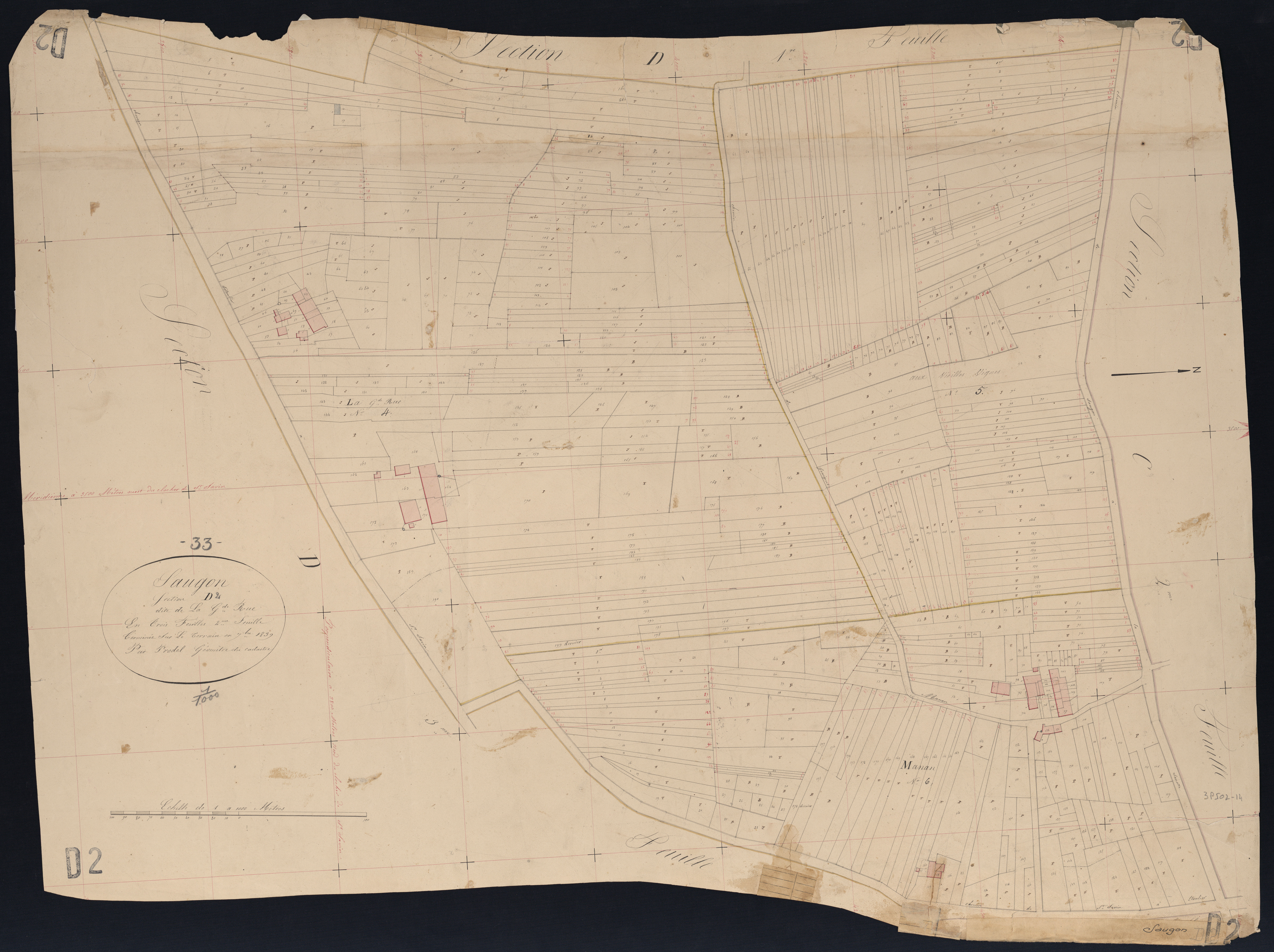 Saugon - -Section D feuille 2 : Grande-Rue