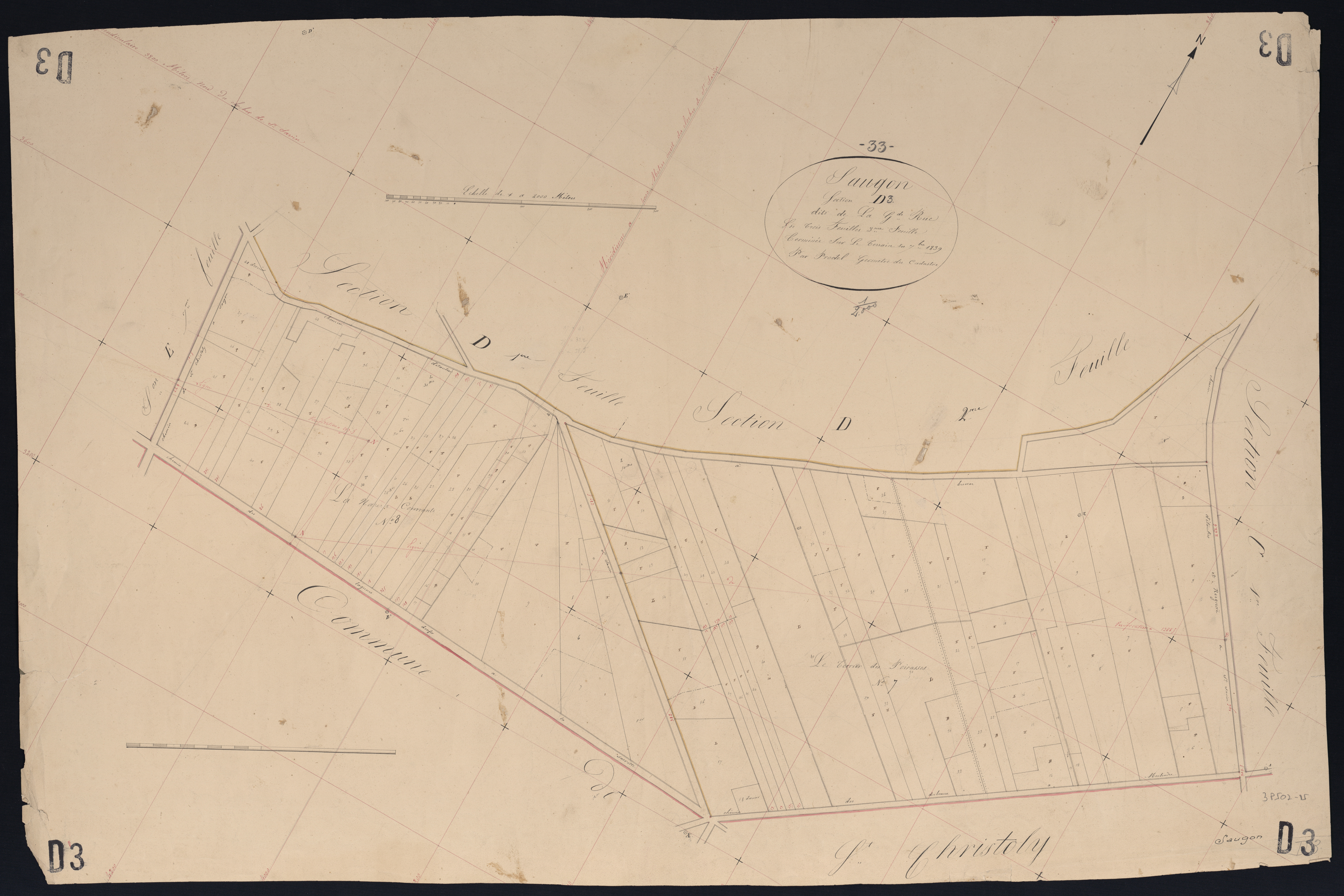 Saugon - -Section D feuille 3 : Grande-Rue