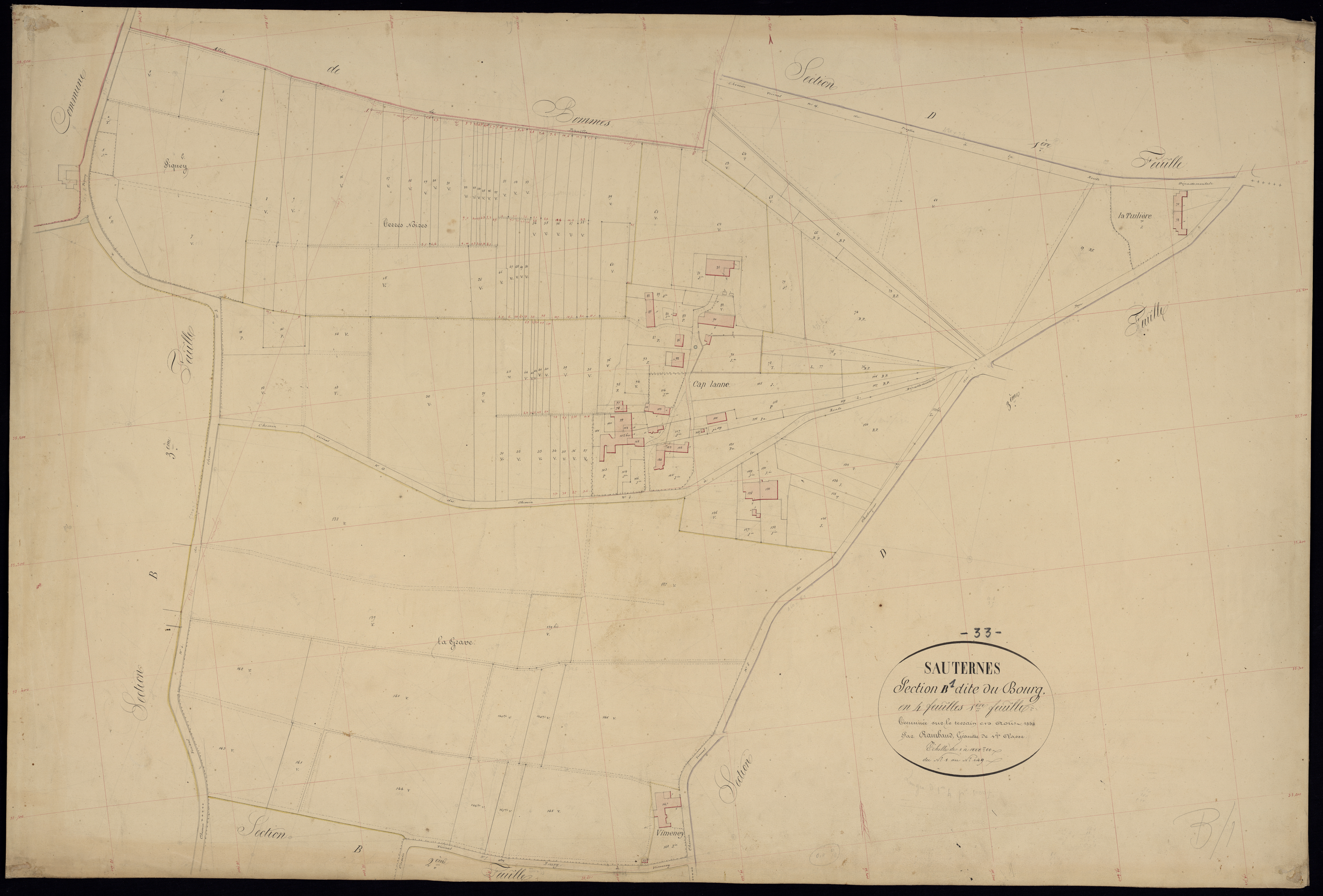 Sauternes - -Section B feuille 1 : Le Bourg