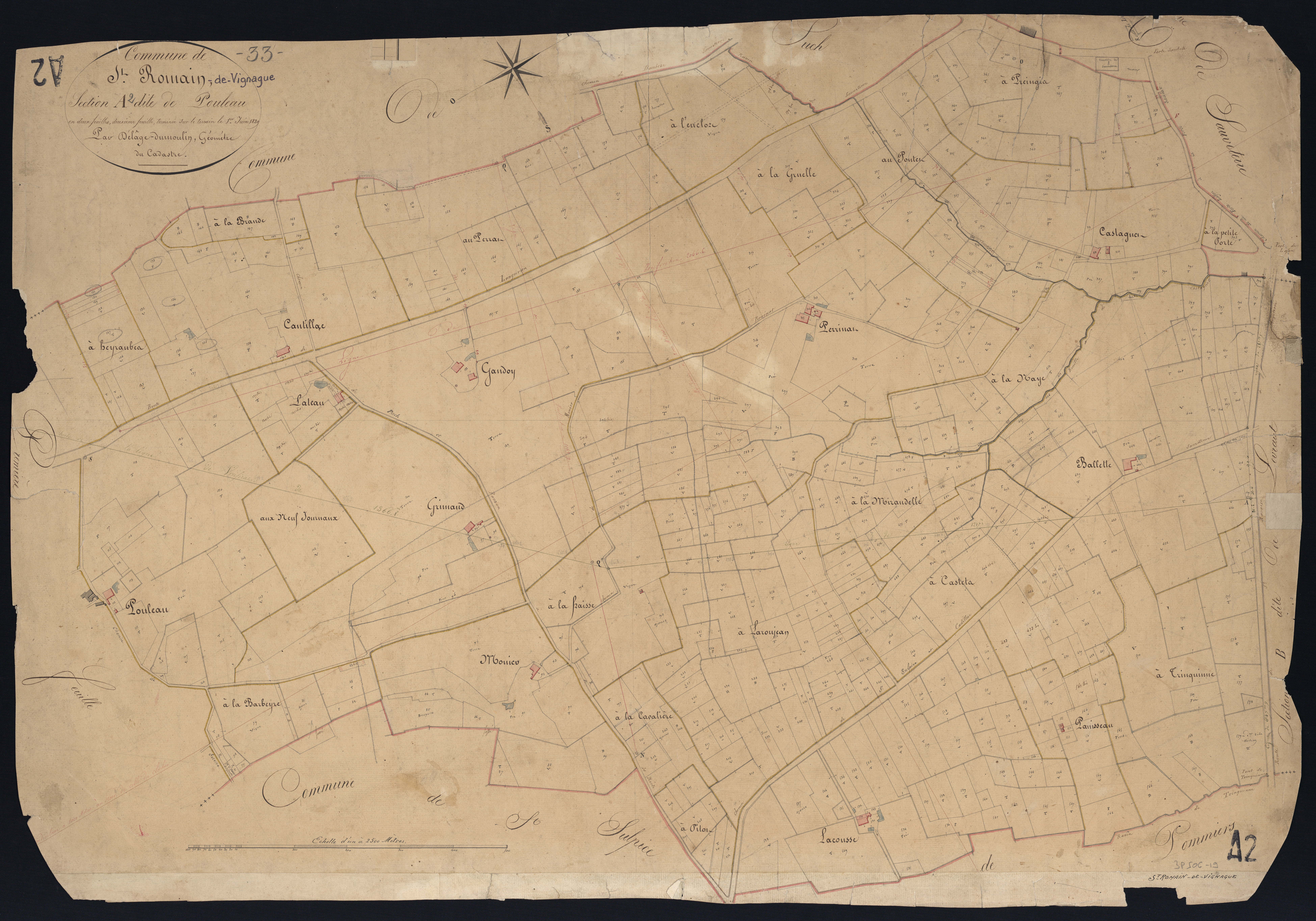 Sauveterre-de-Guyenne - -Section A feuille 2 : Pouleau