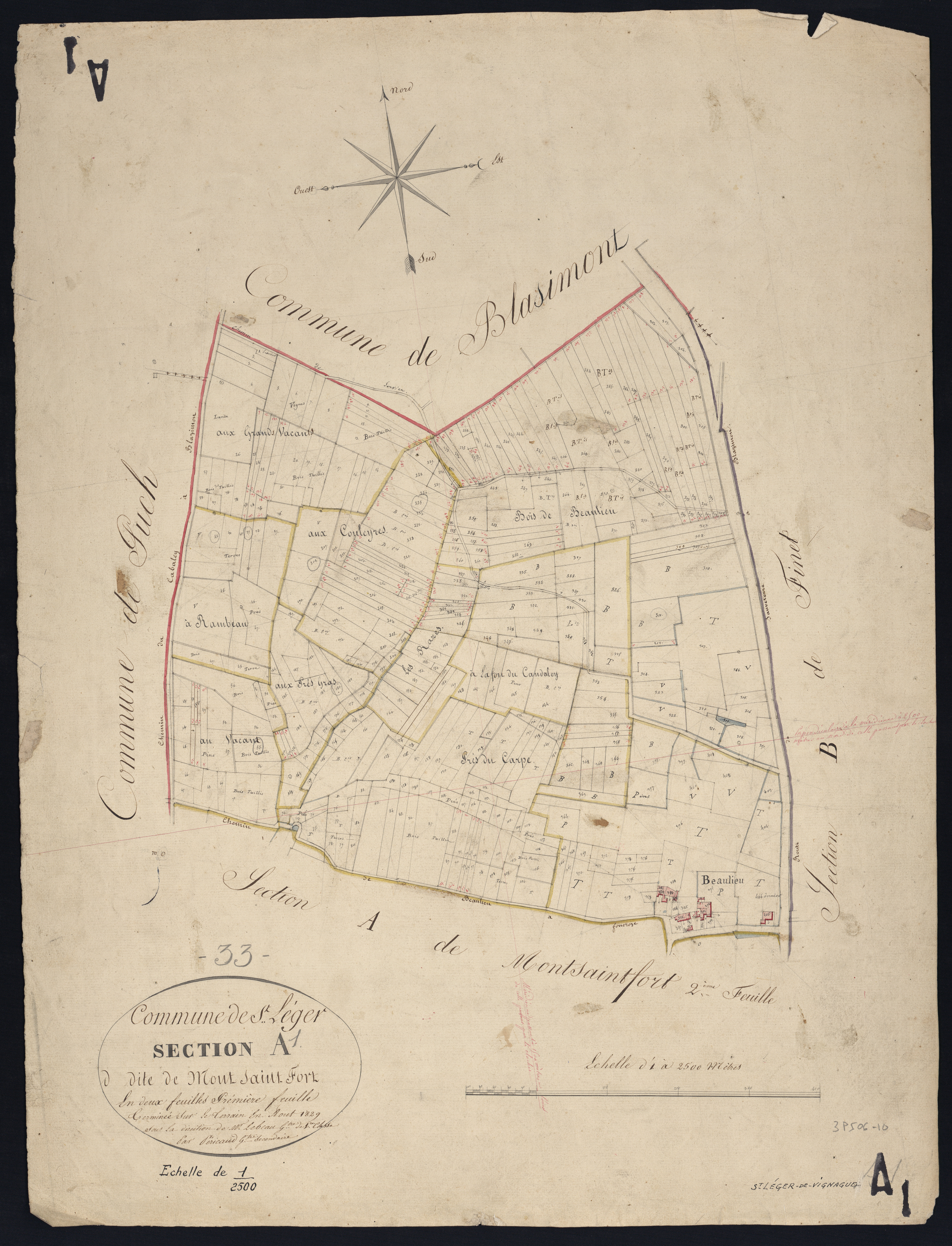 Sauveterre-de-Guyenne - -Section A feuille 1 : Mont-Saint-Fort