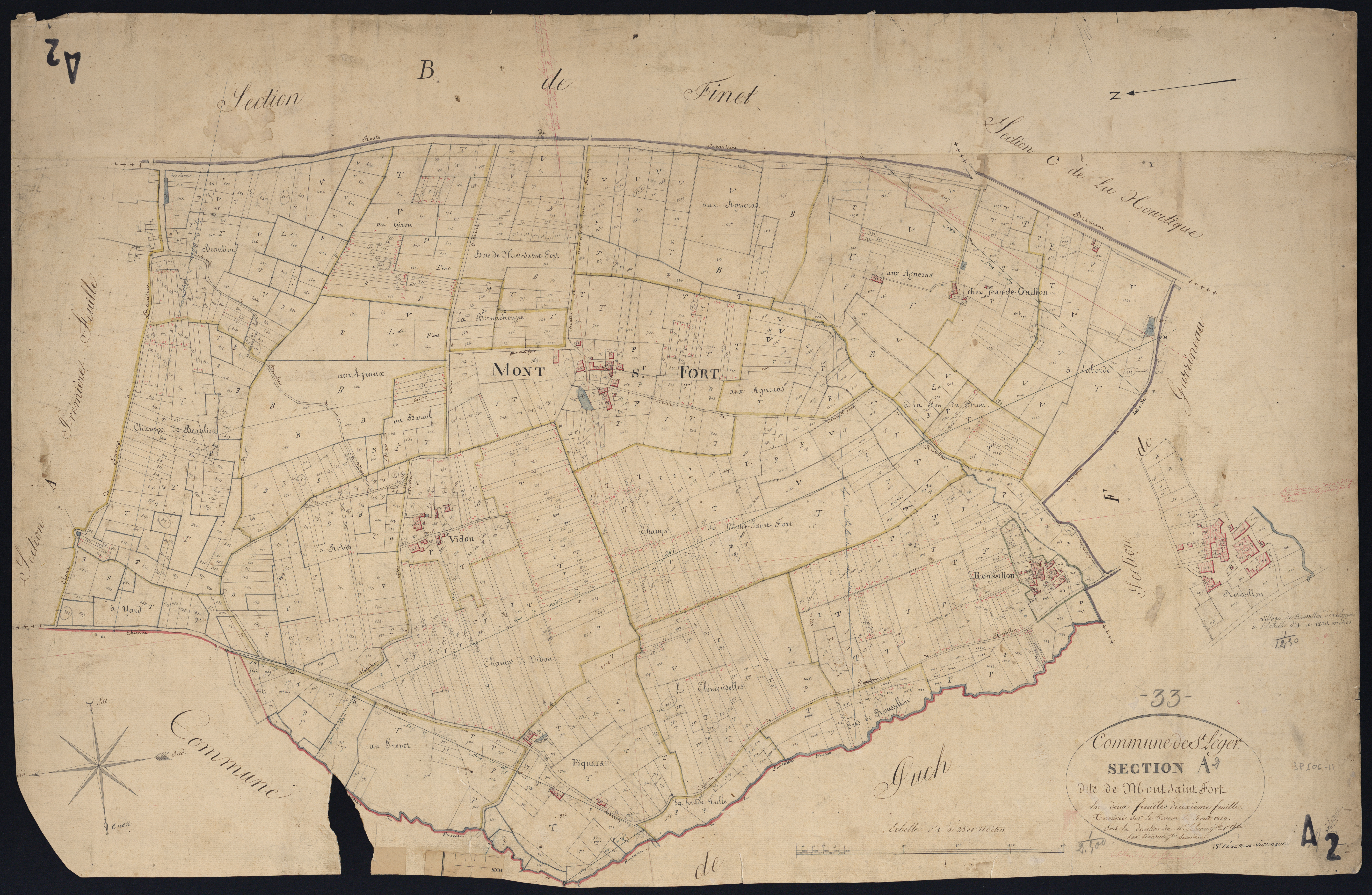 Sauveterre-de-Guyenne - -Section A feuille 2 : Mont-Saint-Fort [Saint-Léger-de-Vignague]