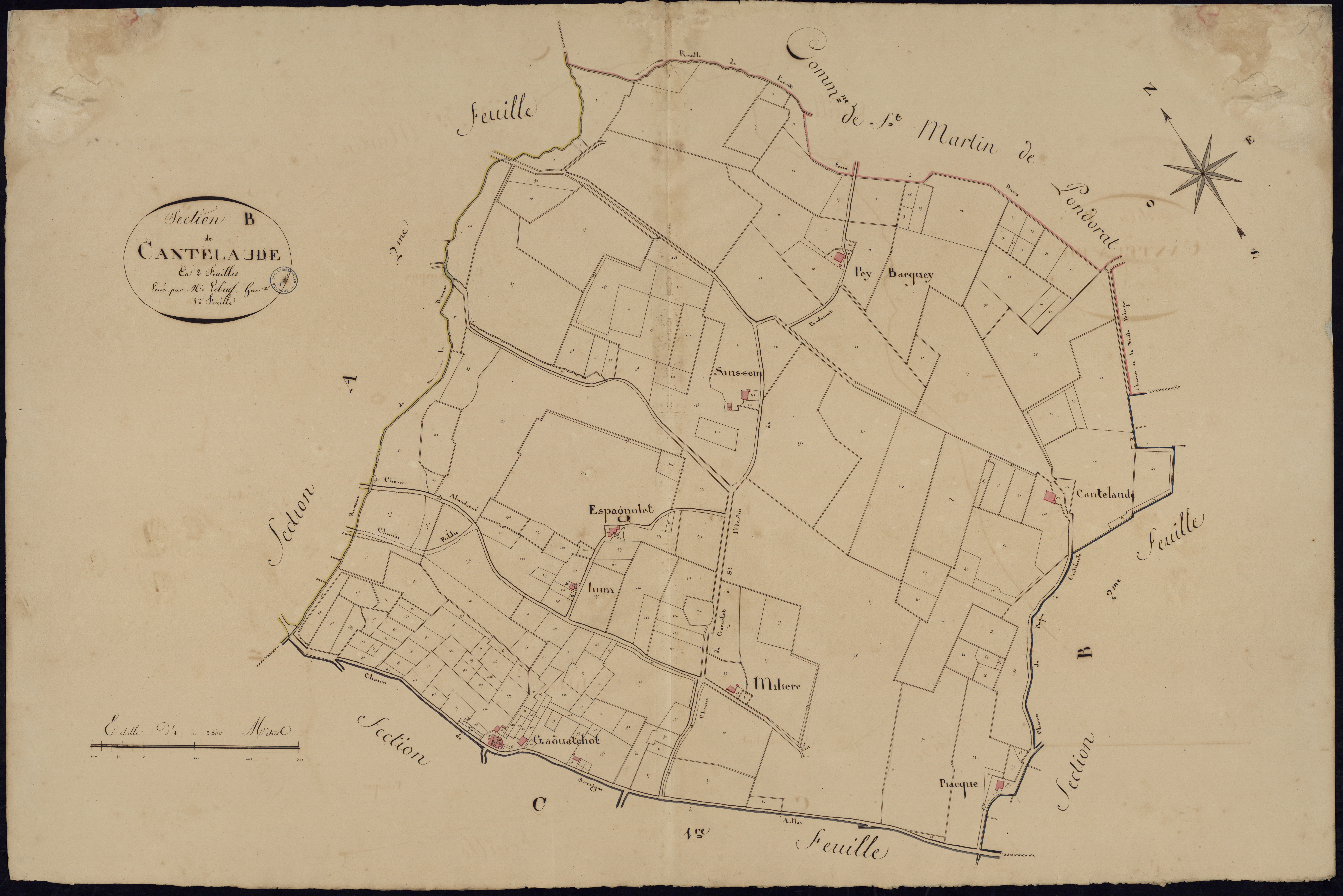 Savignac - -Section B feuille 1 : Cantelaude