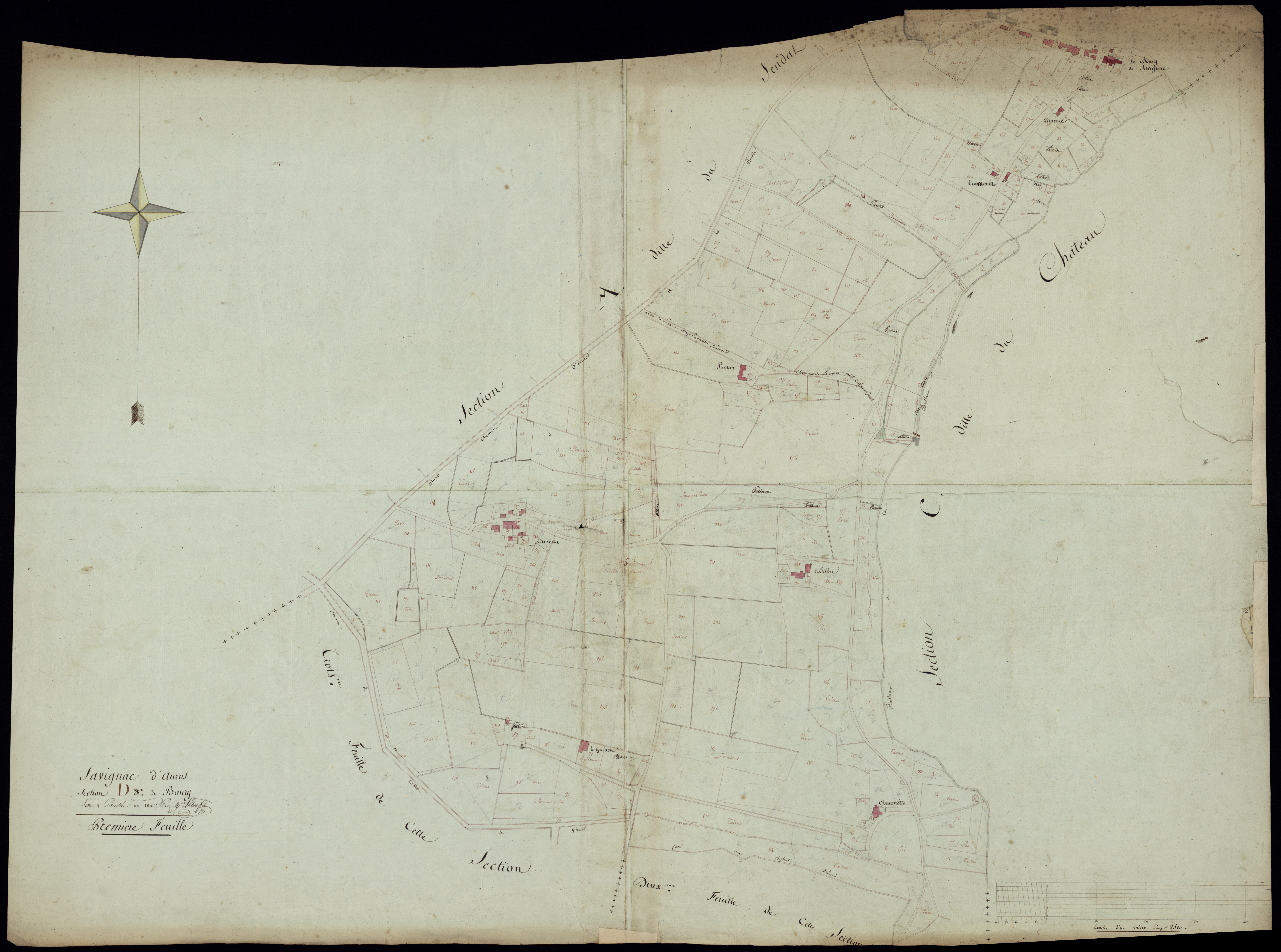 Savignac - -Section D feuille 1 : Le Bourg
