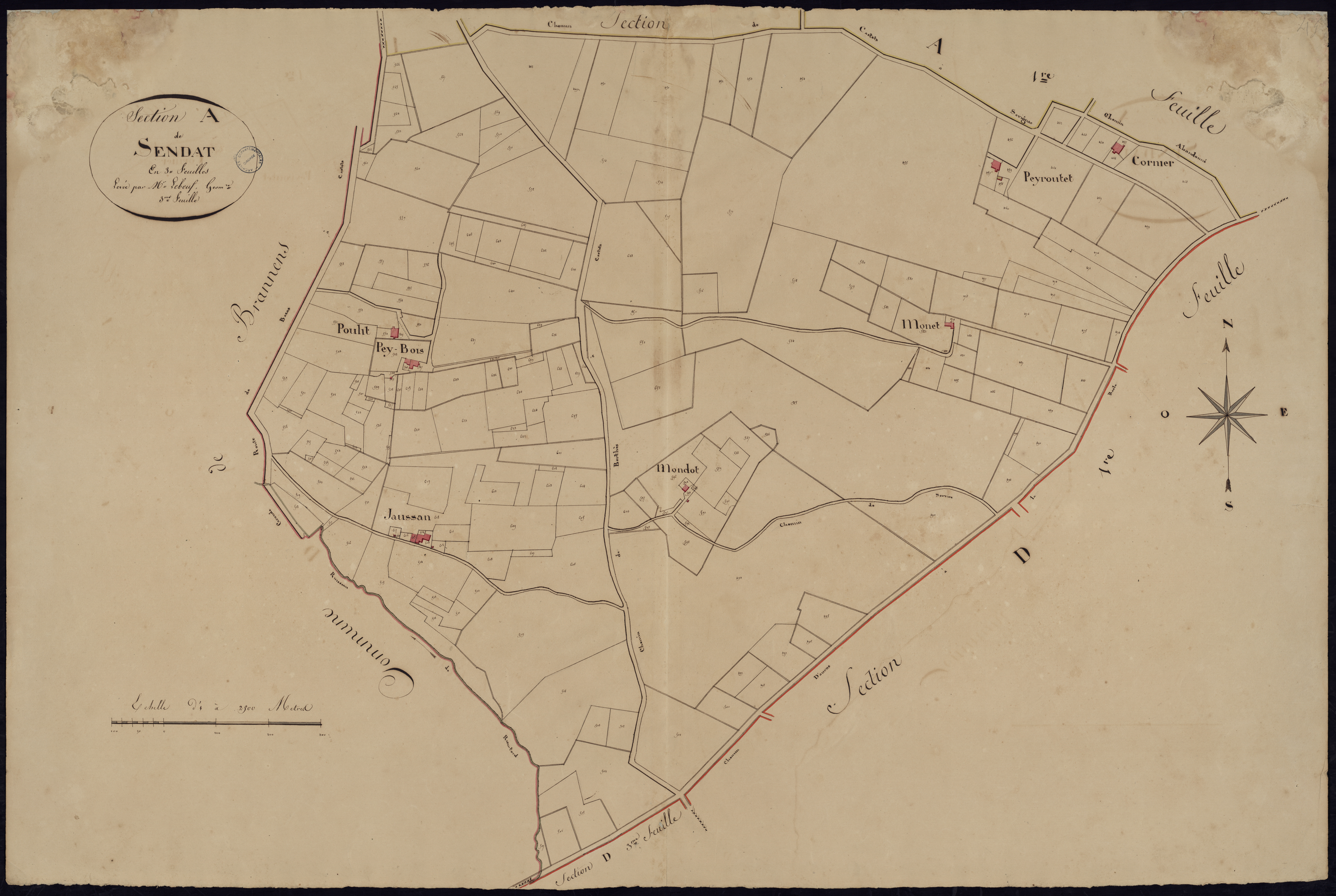 Savignac - -Section A feuille 3 : Sendat
