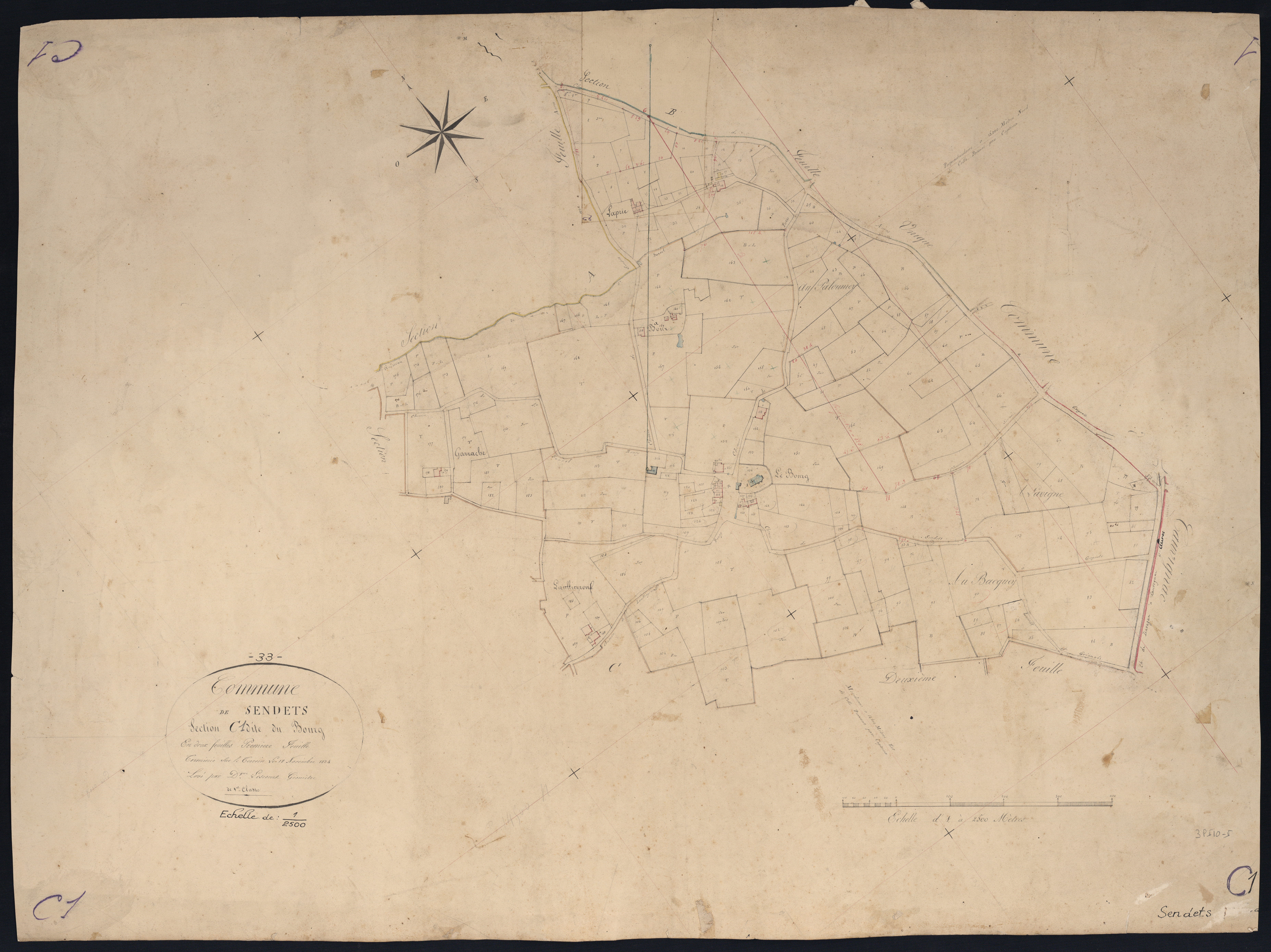 Sendets - -Section C feuille 1 : Le Bourg