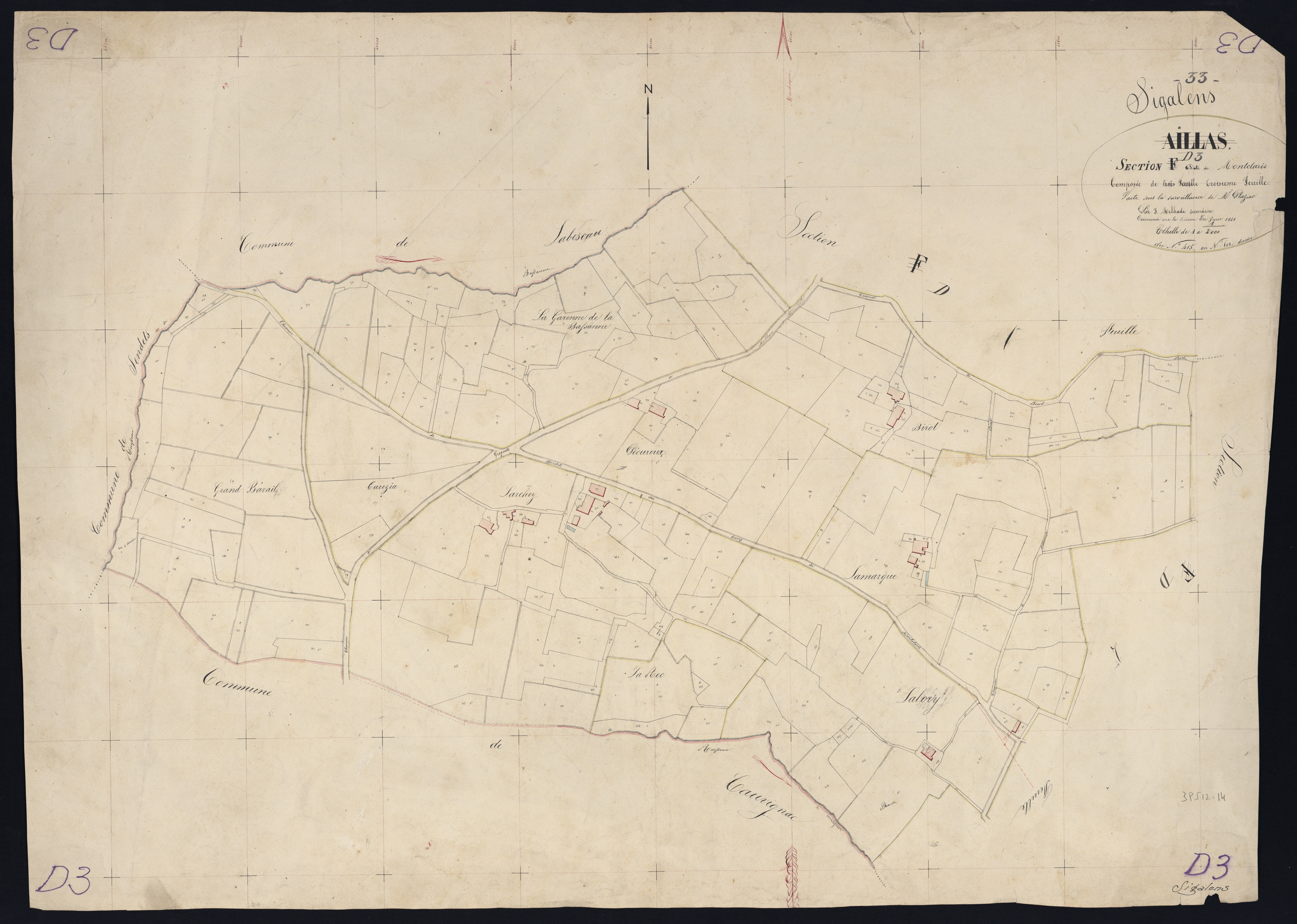 Sigalens - -Section D feuille 3 : Monclaris