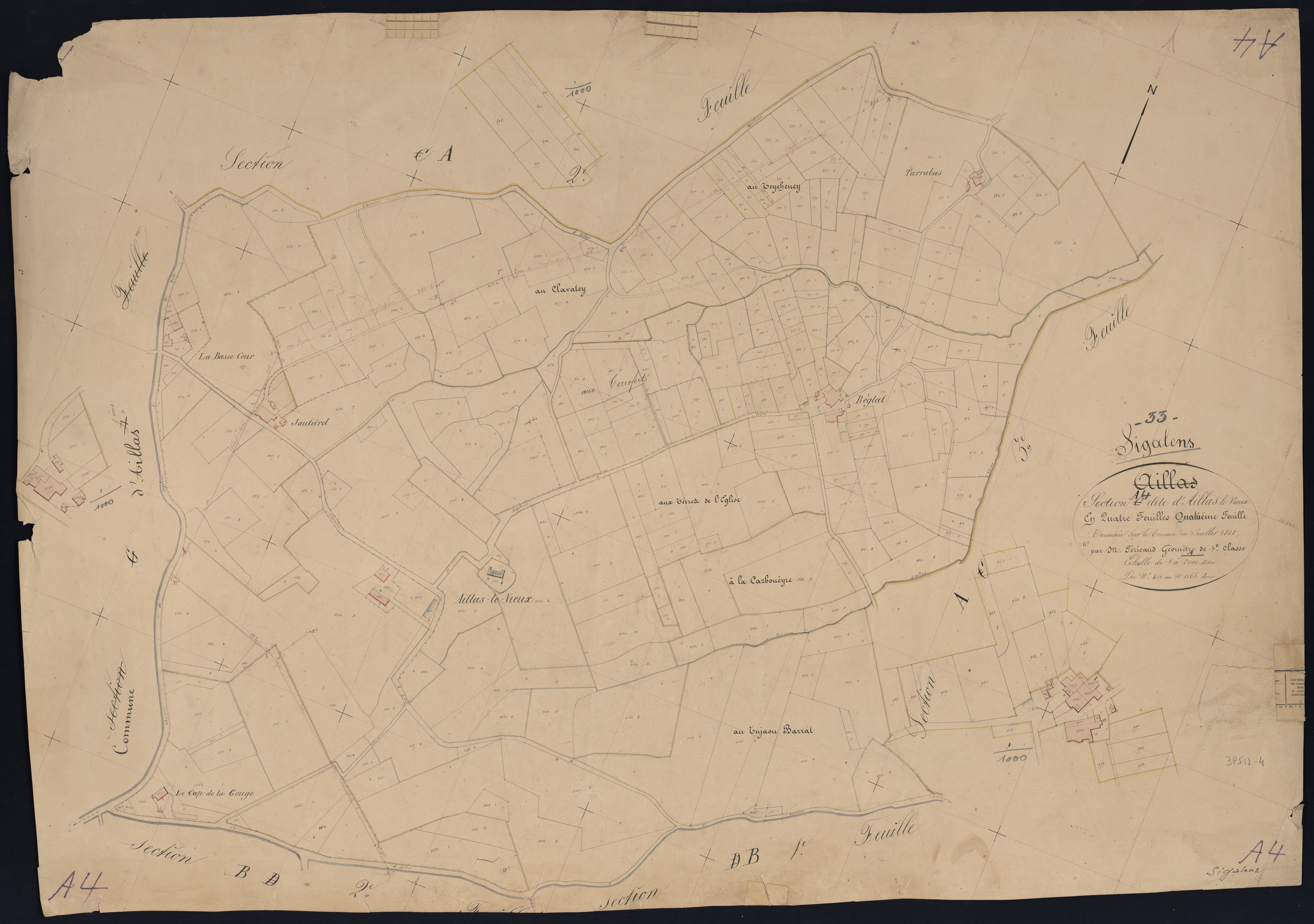 Sigalens - -Section A feuille 4 : Aillas-le-Vieux