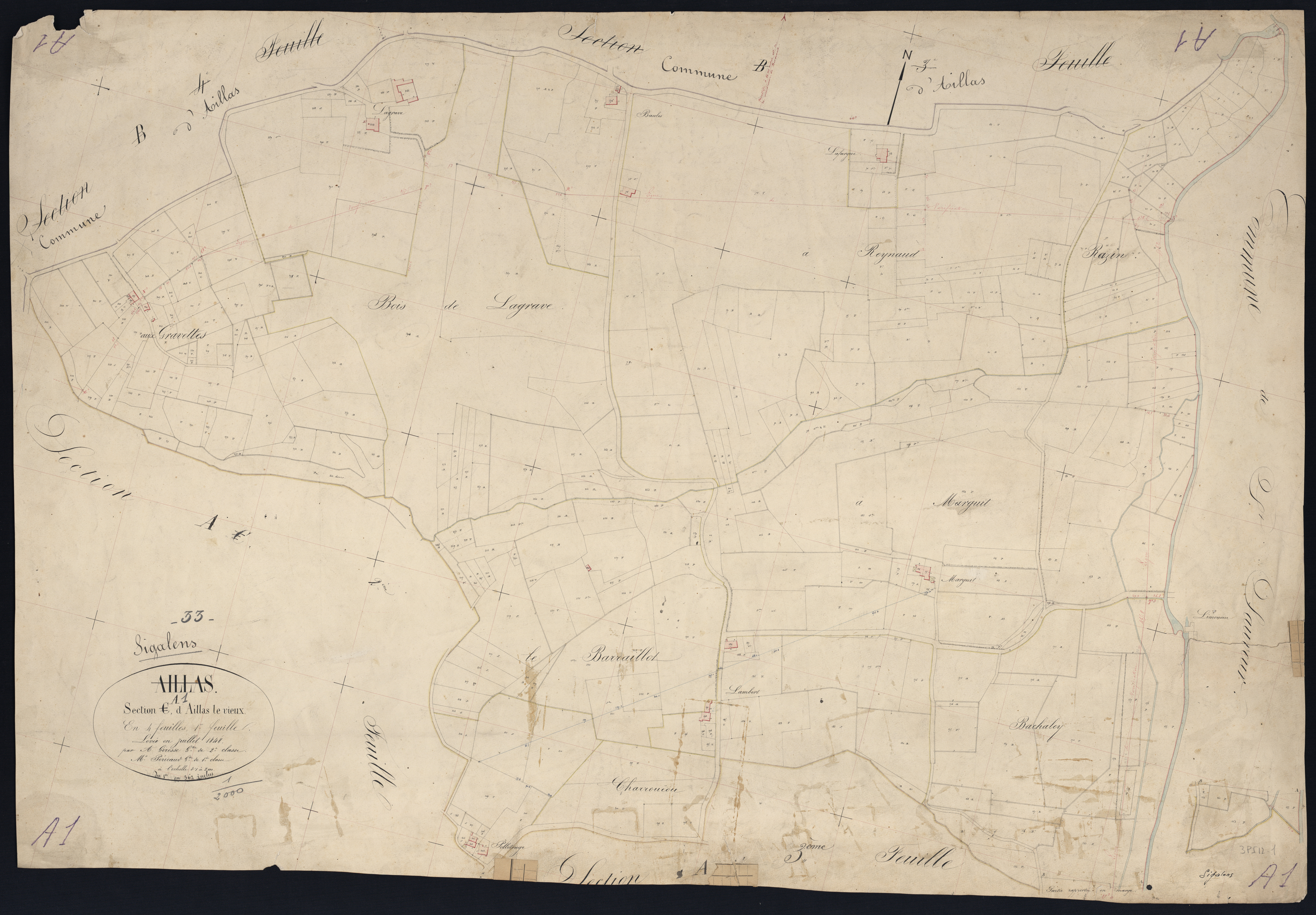 Sigalens - -Section A feuille 1 : Aillas-le-Vieux