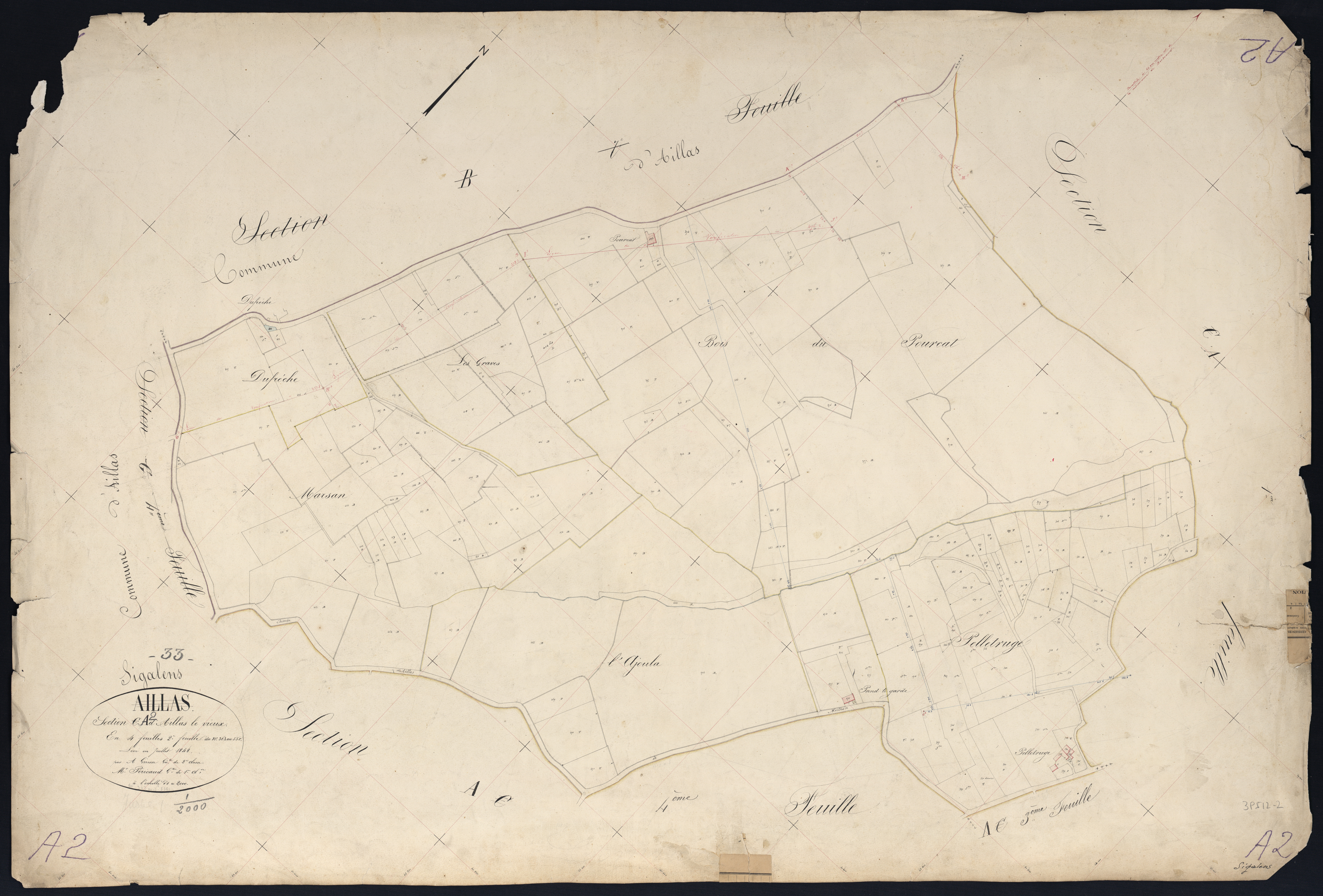 Sigalens - -Section A feuille 2 : Aillas-le-Vieux