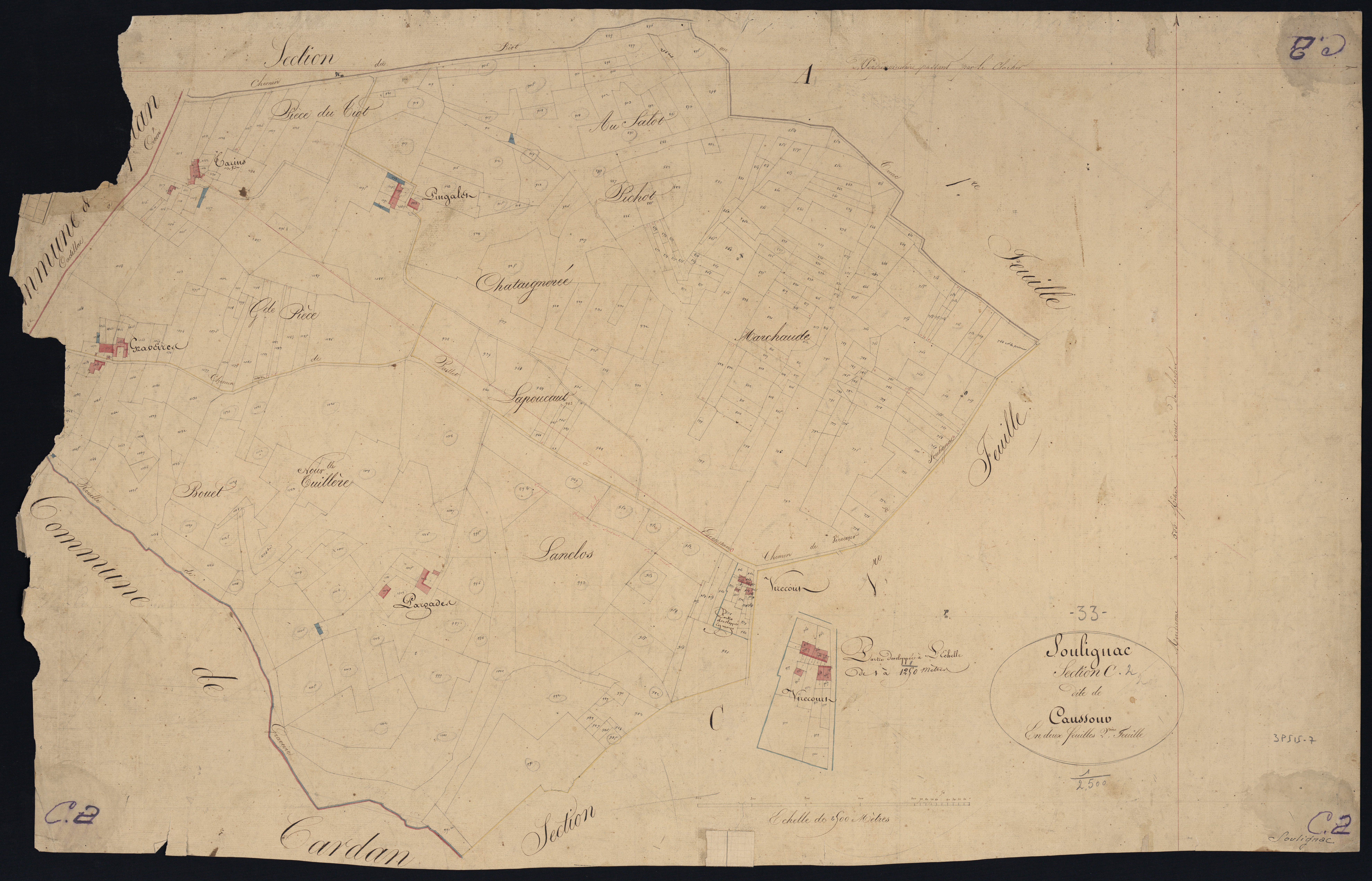 Soulignac - -Section C feuille 2 : Caussour