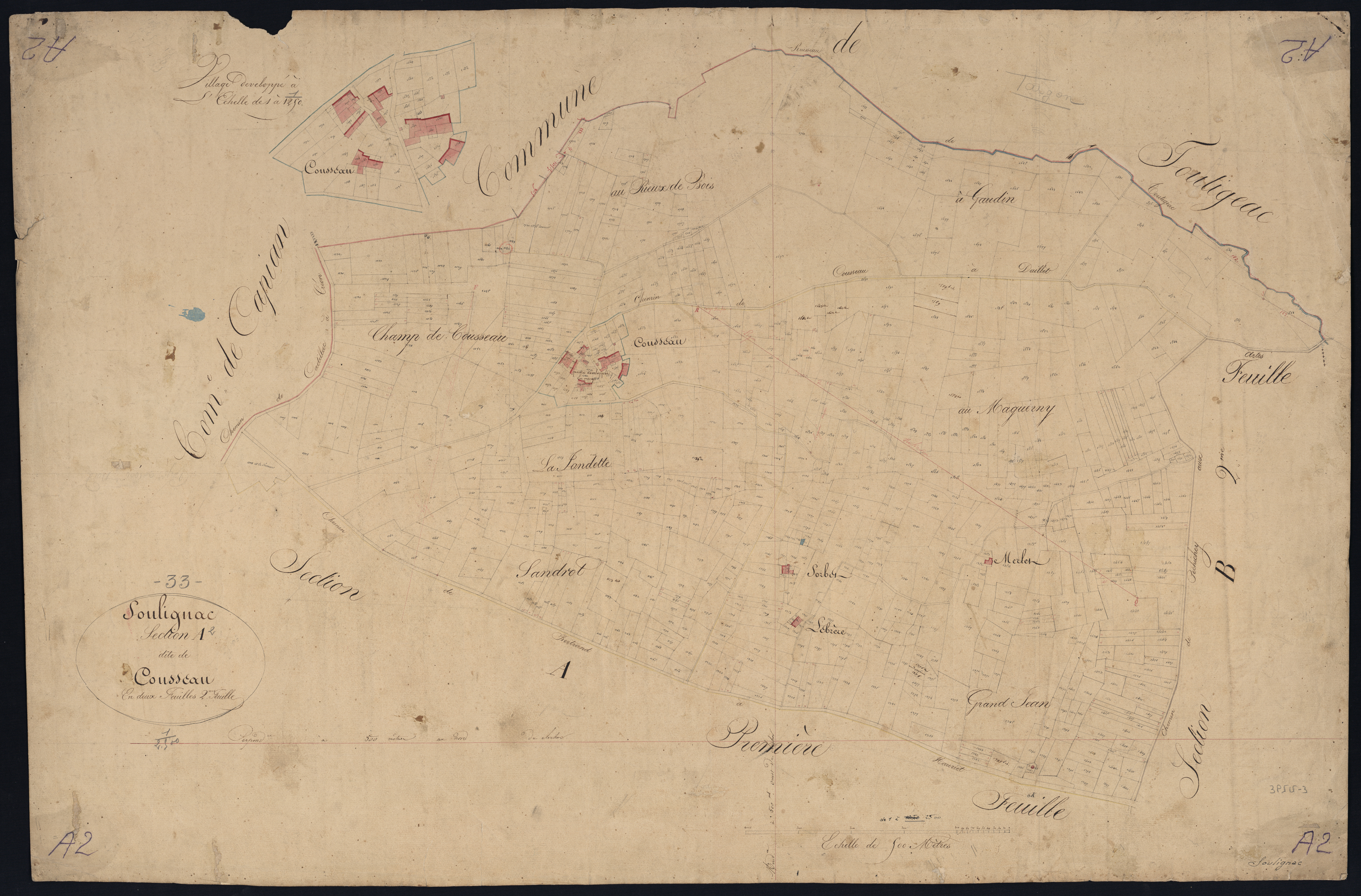 Soulignac - -Section A feuille 2 : Cousseau