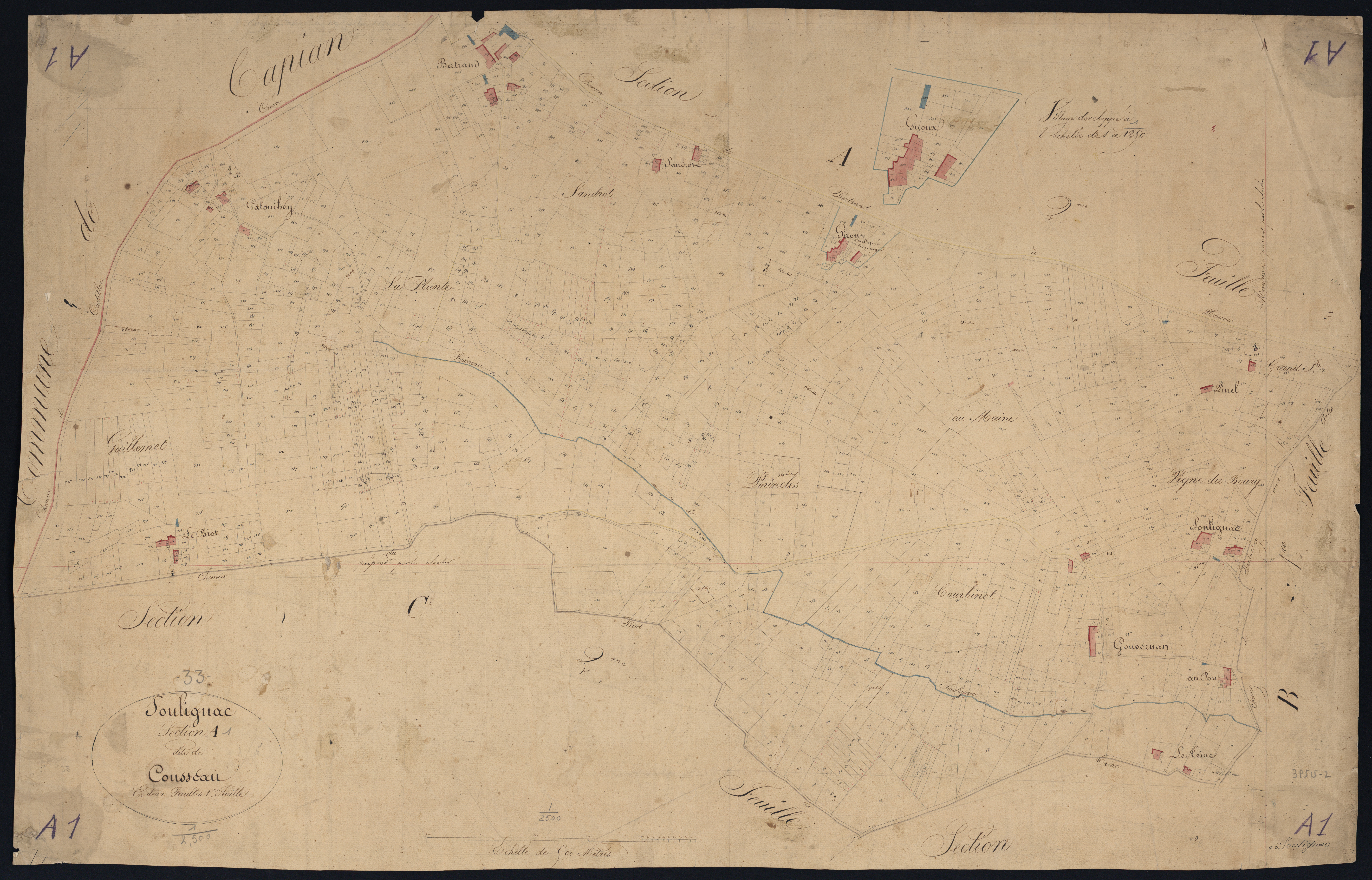 Soulignac - -Section A feuille 1 : Cousseau