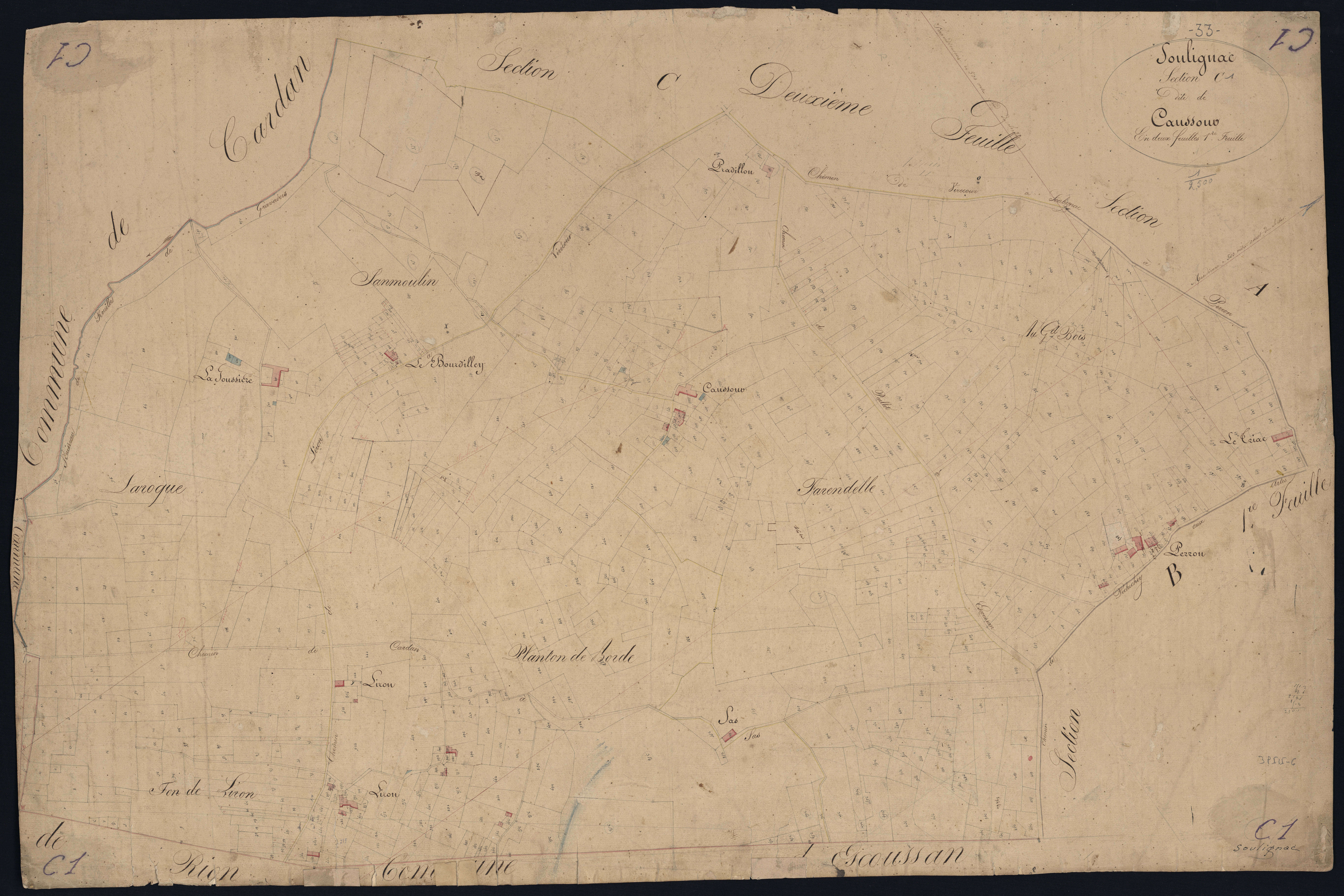 Soulignac - -Section C feuille 1 : Caussour