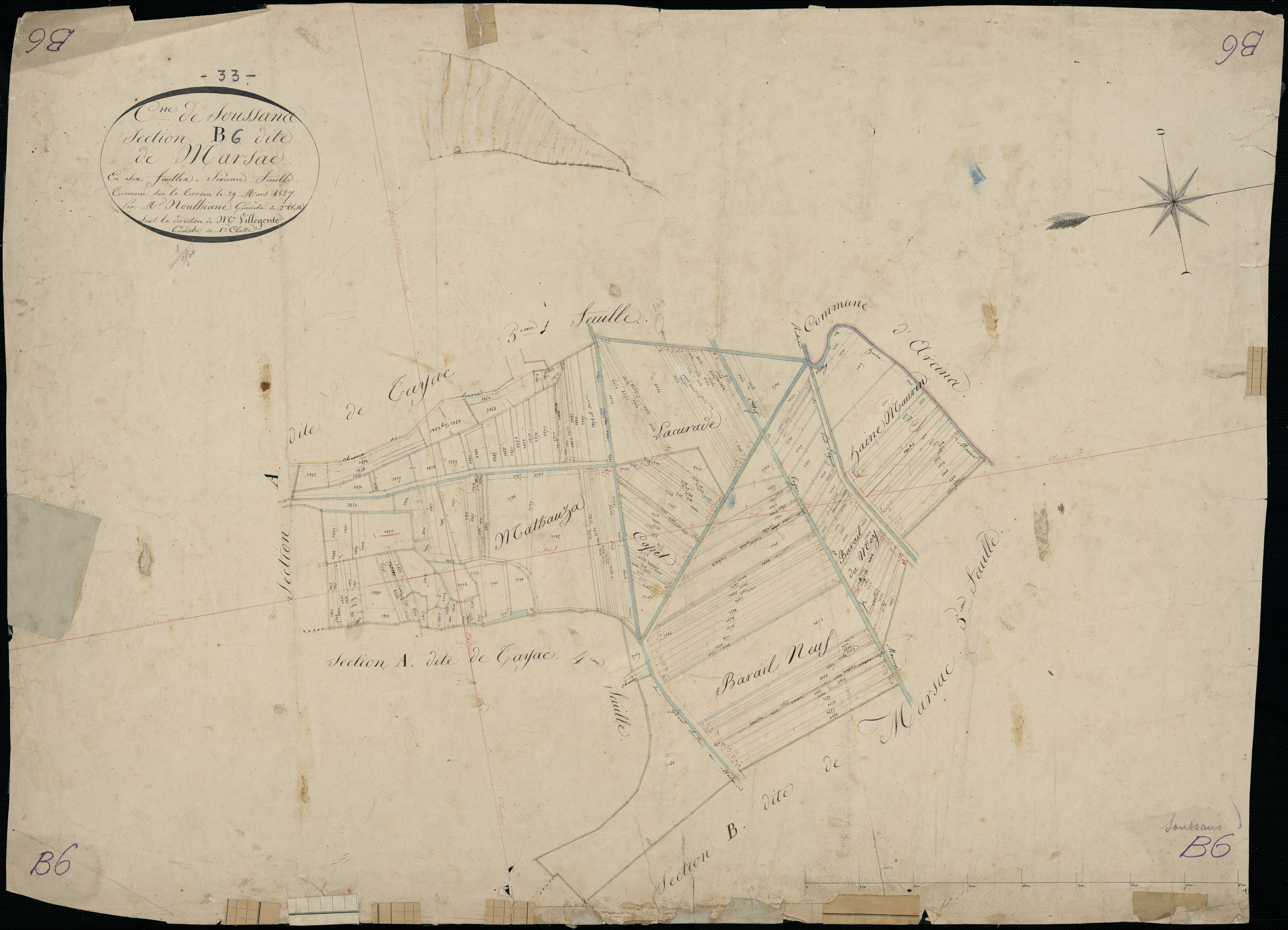 Soussans - -Section B feuille 6 : Marsac