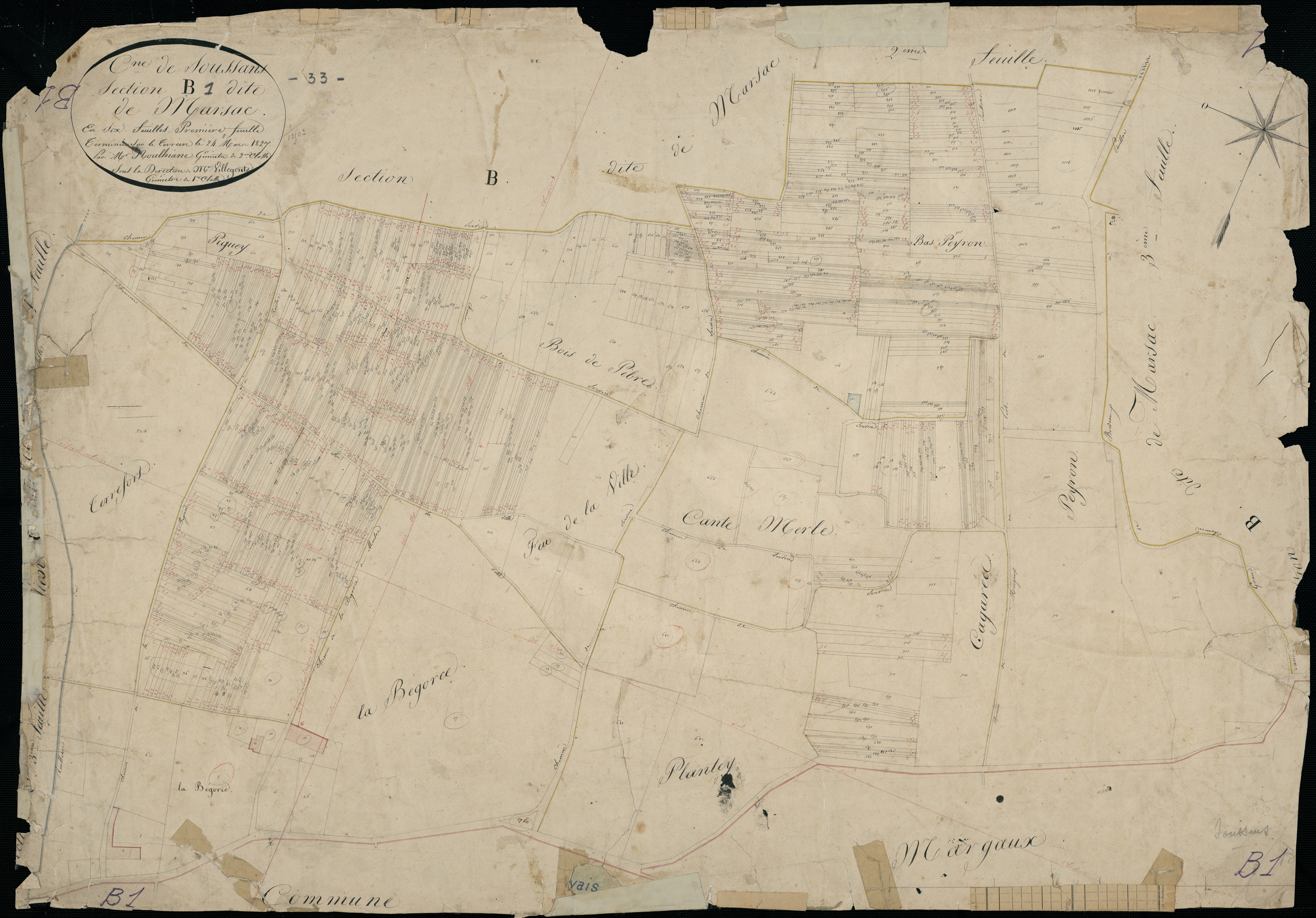 Soussans - -Section B feuille 1 : Marsac