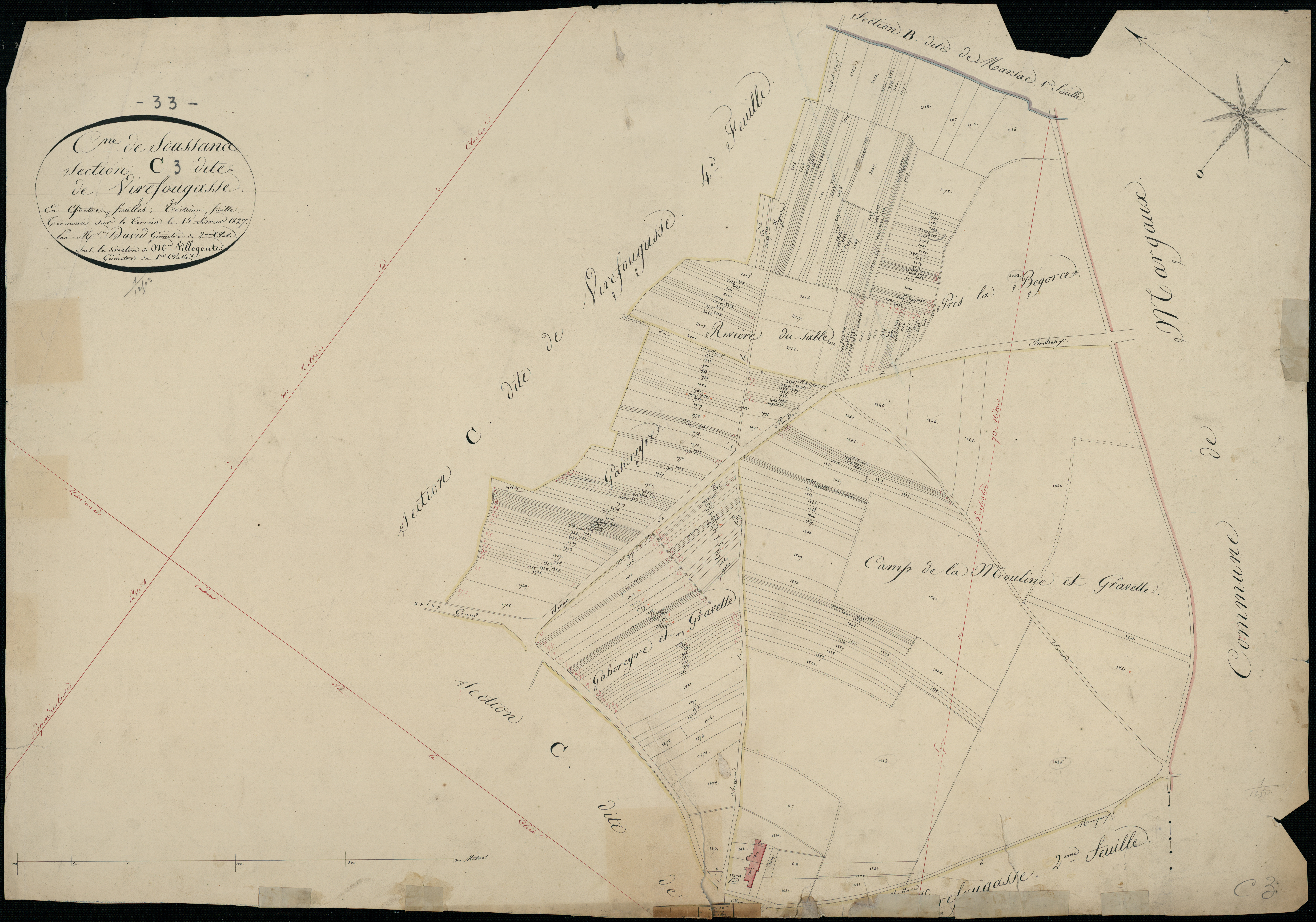 Soussans - -Section C feuille 3 : Virefougasse