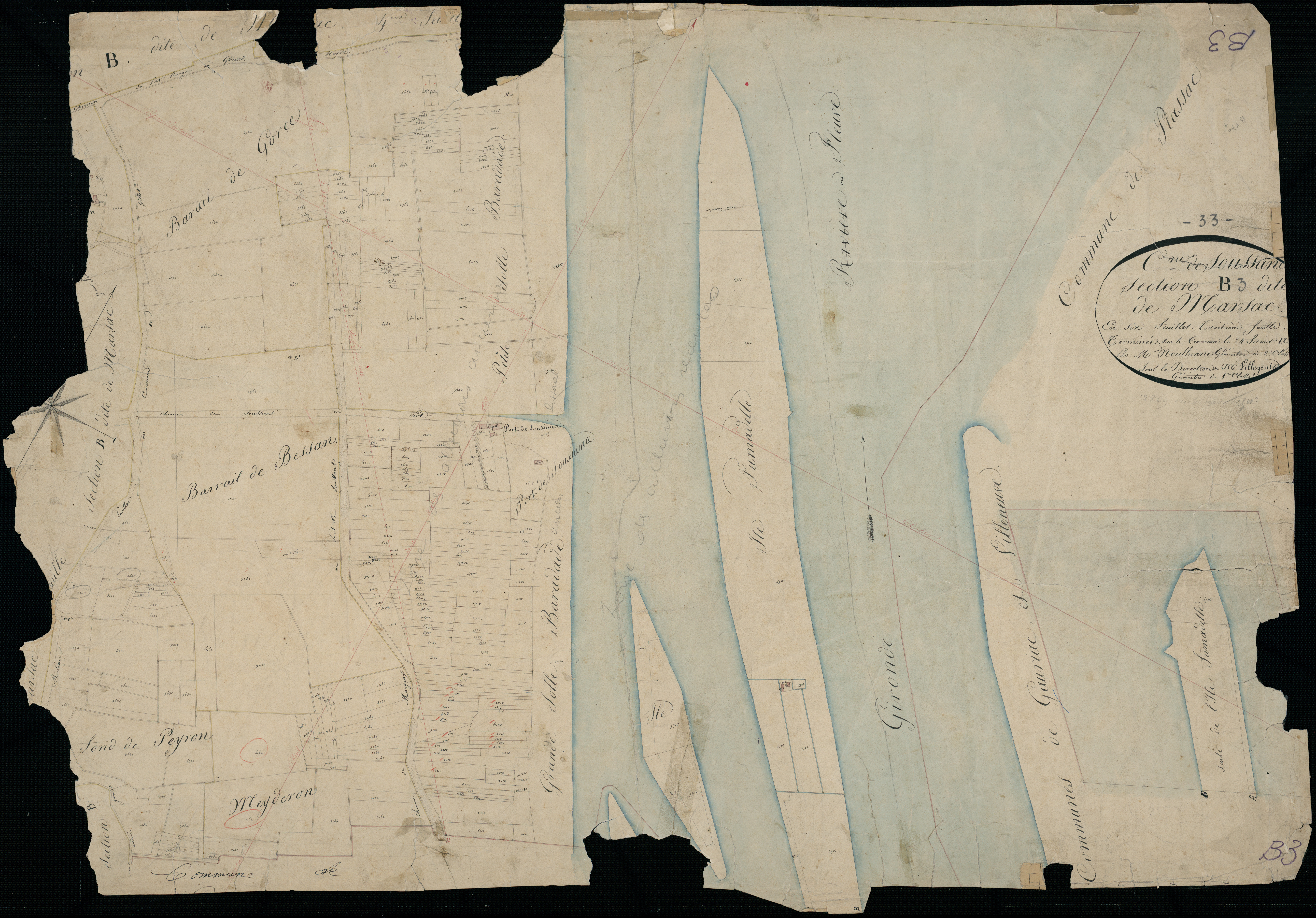 Soussans - -Section B feuille 3 : Marsac