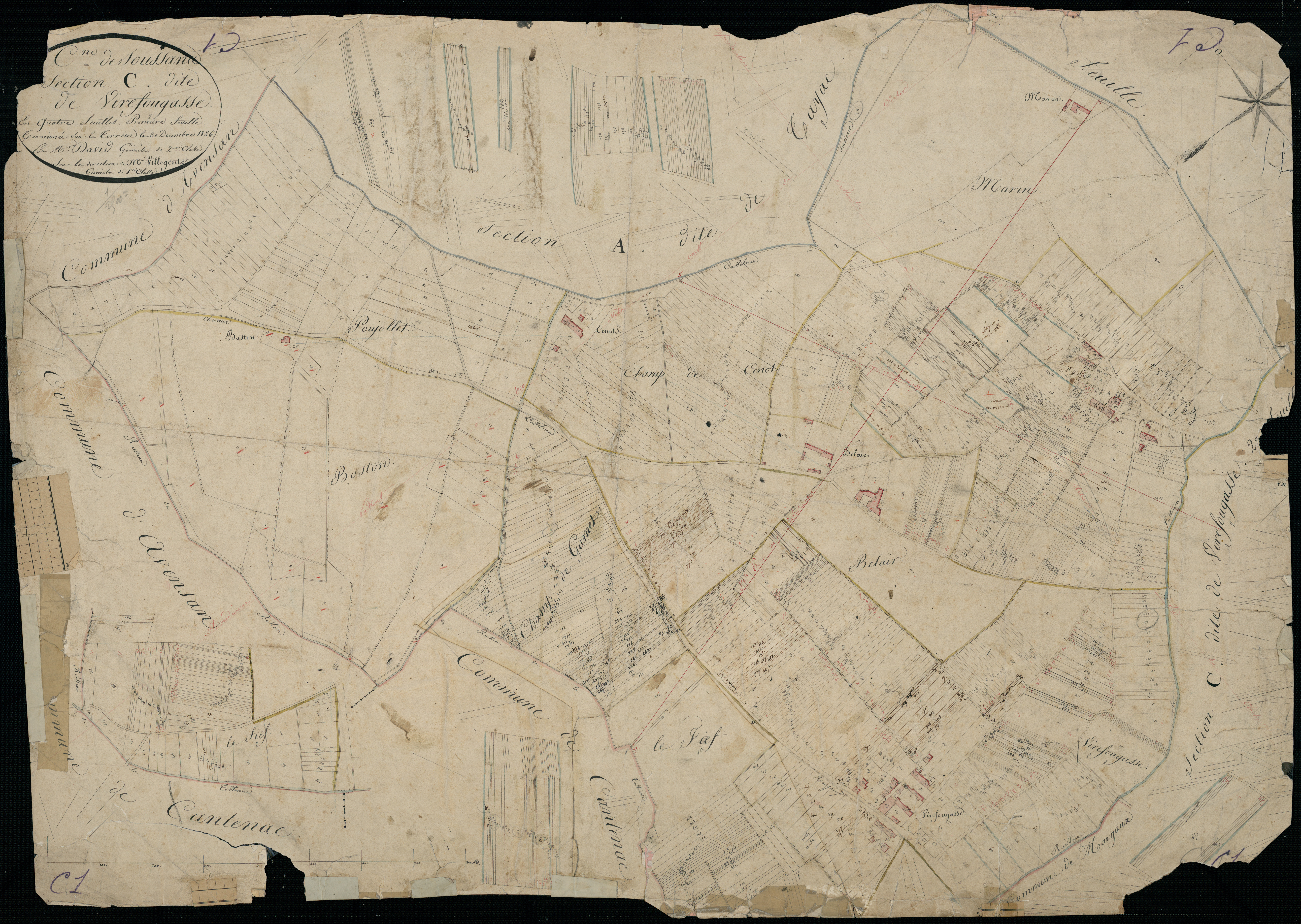 Soussans - -Section C feuille 1 : Virefougasse