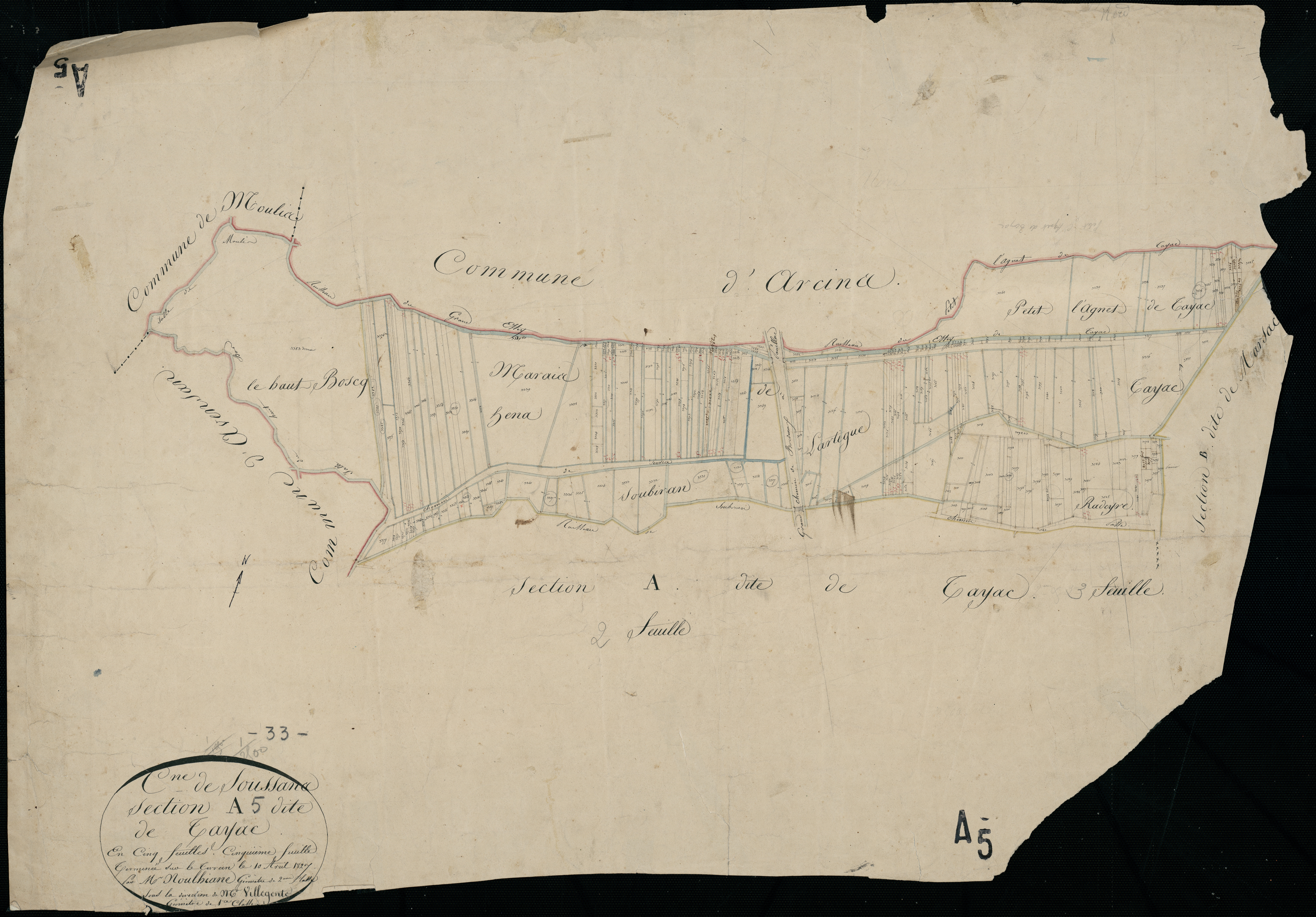 Soussans - -Section A feuille 5 : Tayac