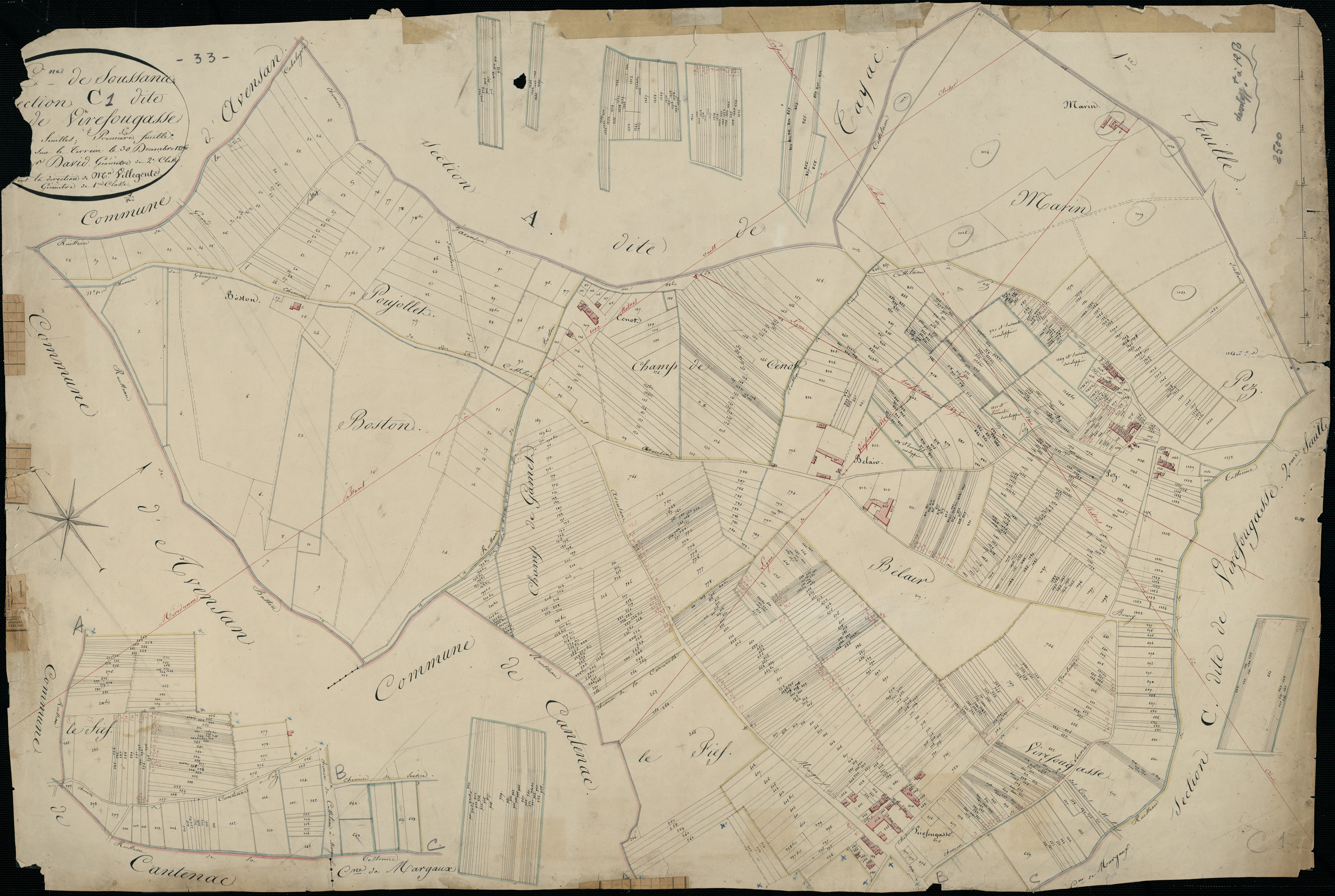 Soussans - -Section C feuille 1 : Virefougasse