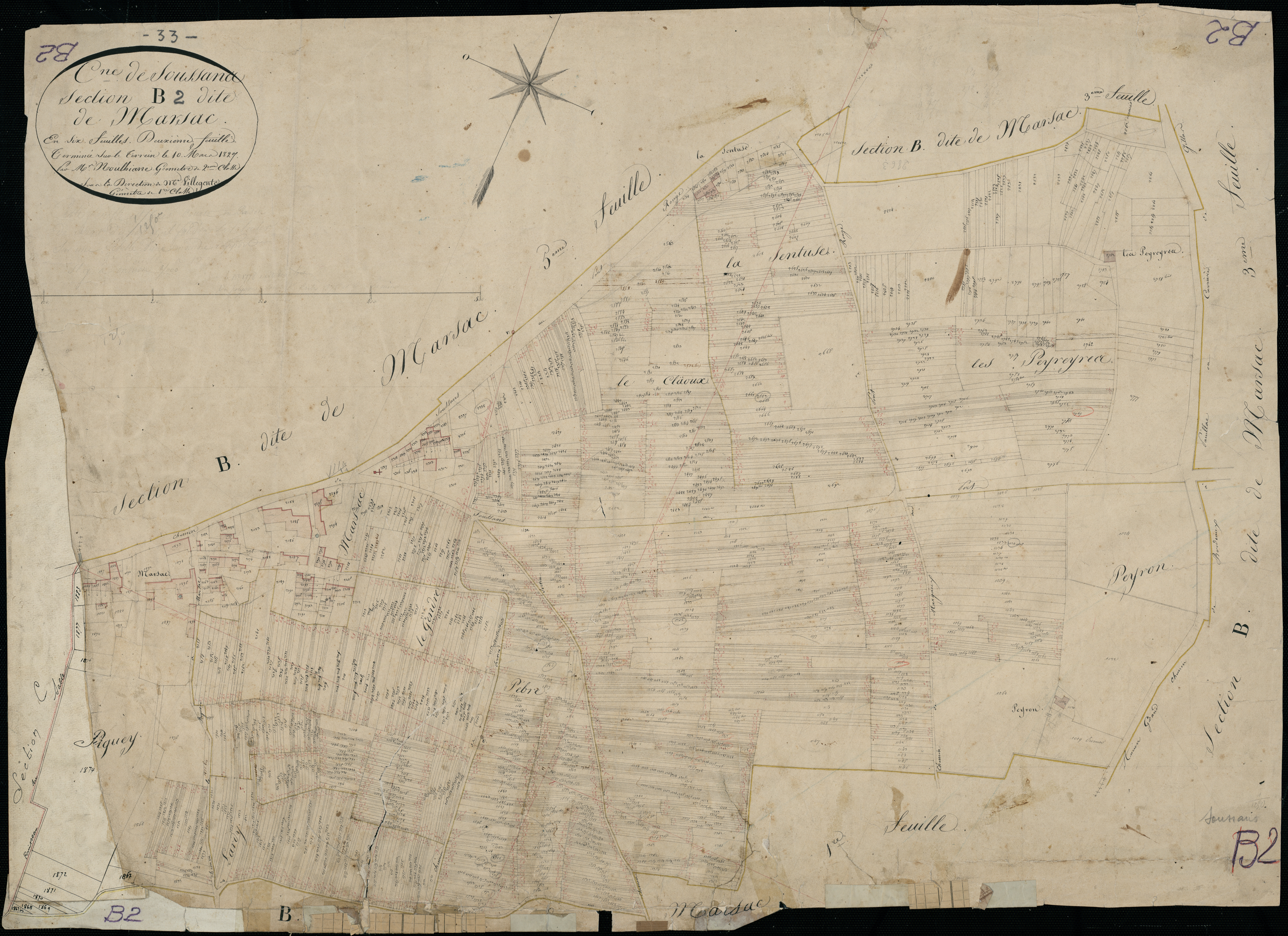 Soussans - -Section B feuille 2 : Marsac