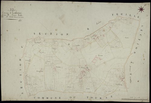 Tabanac - -Section B feuille 1 : [Le Bourg]