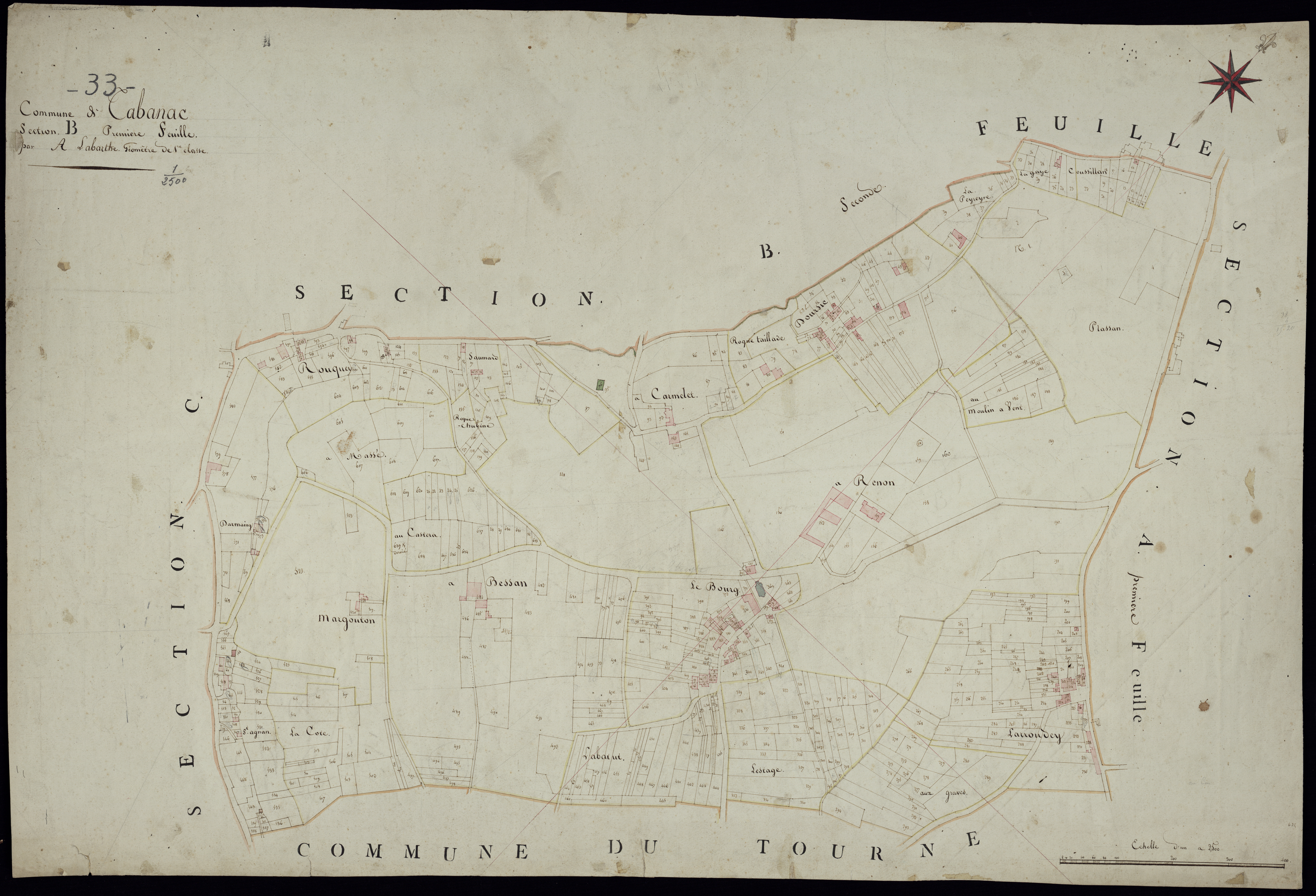 Tabanac - -Section B feuille 1 : [Le Bourg]
