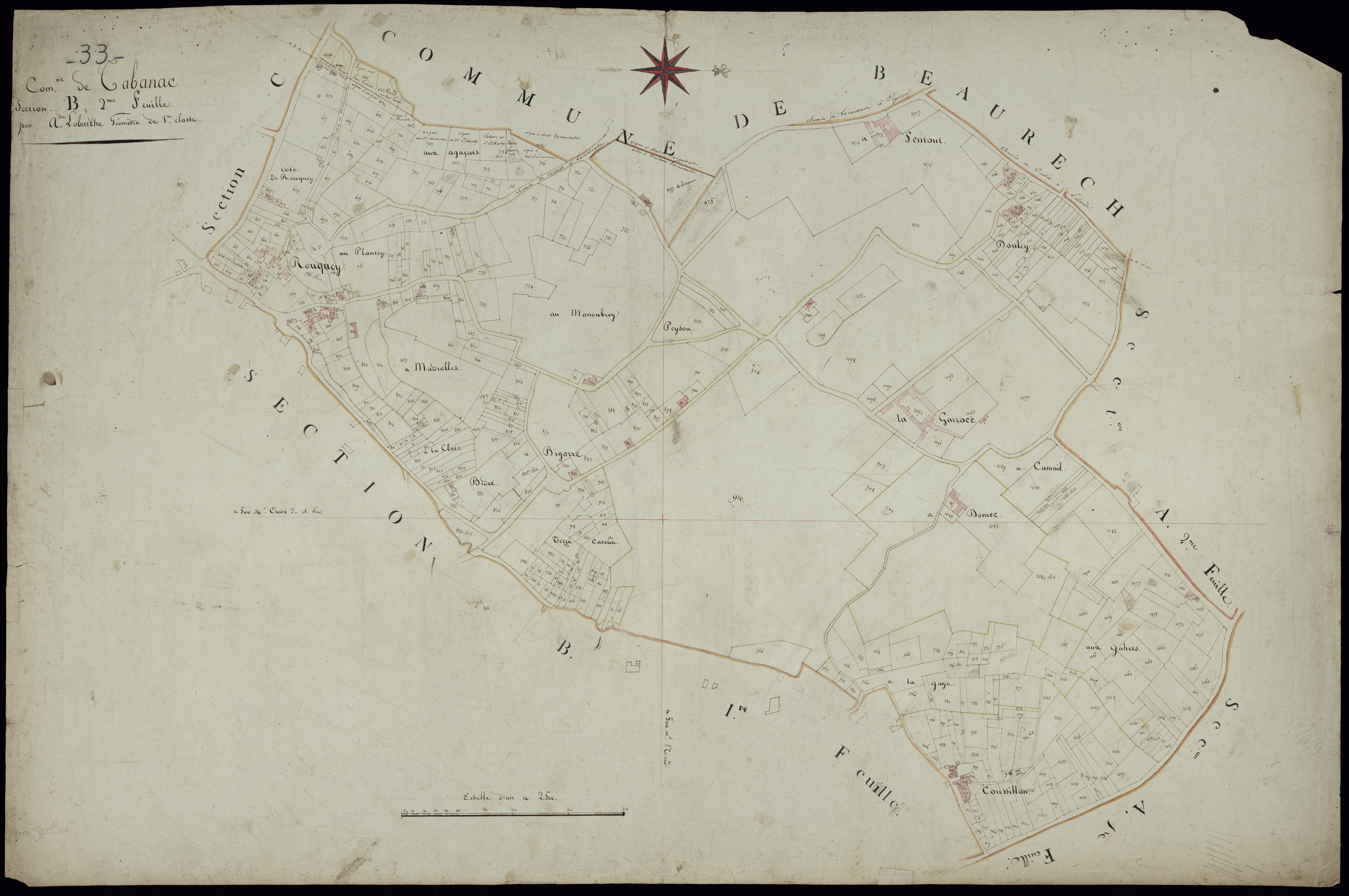 Tabanac - -Section B feuille 2 : [Le Bourg]