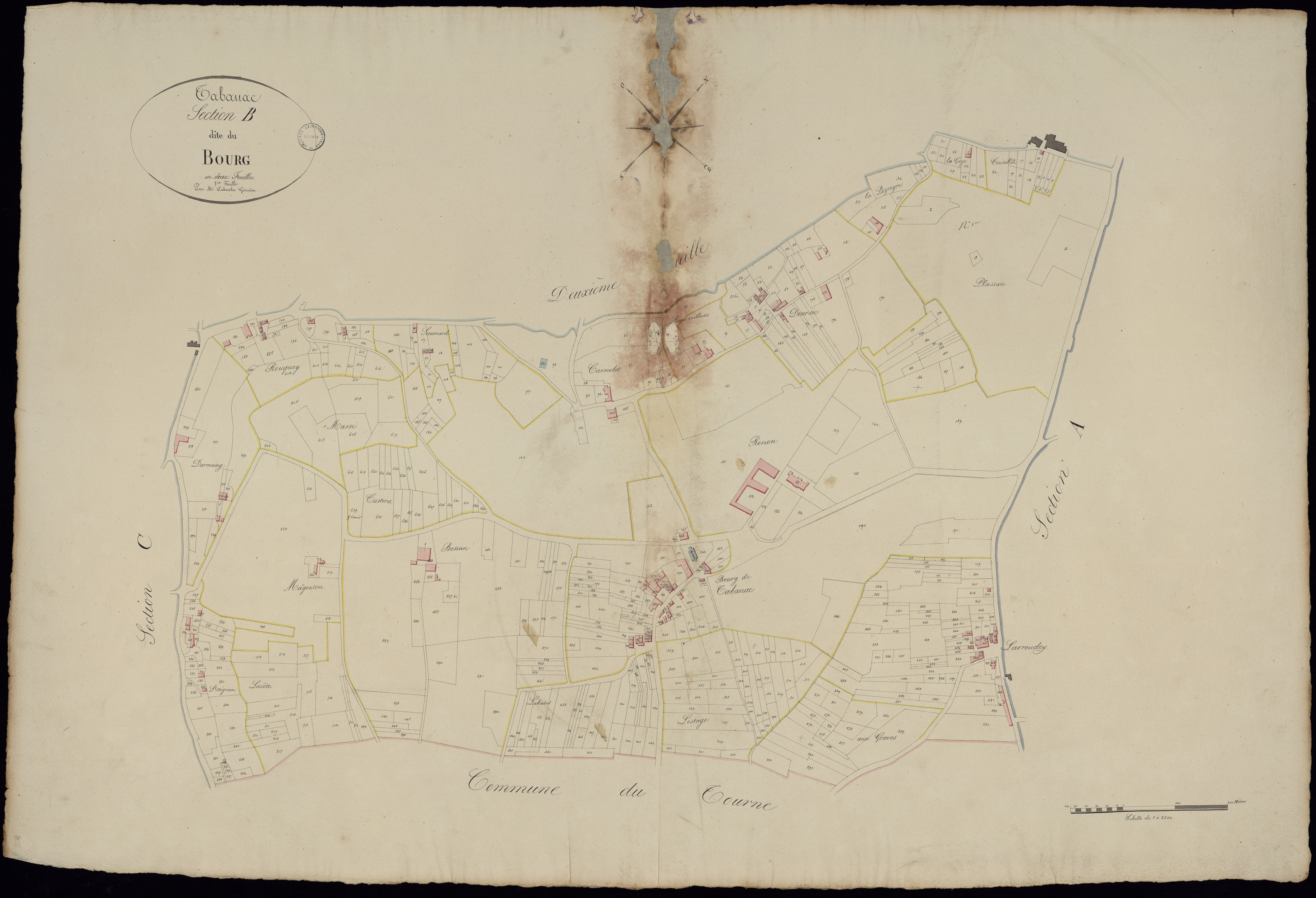 Tabanac - -Section B feuille 1 : [Le Bourg]
