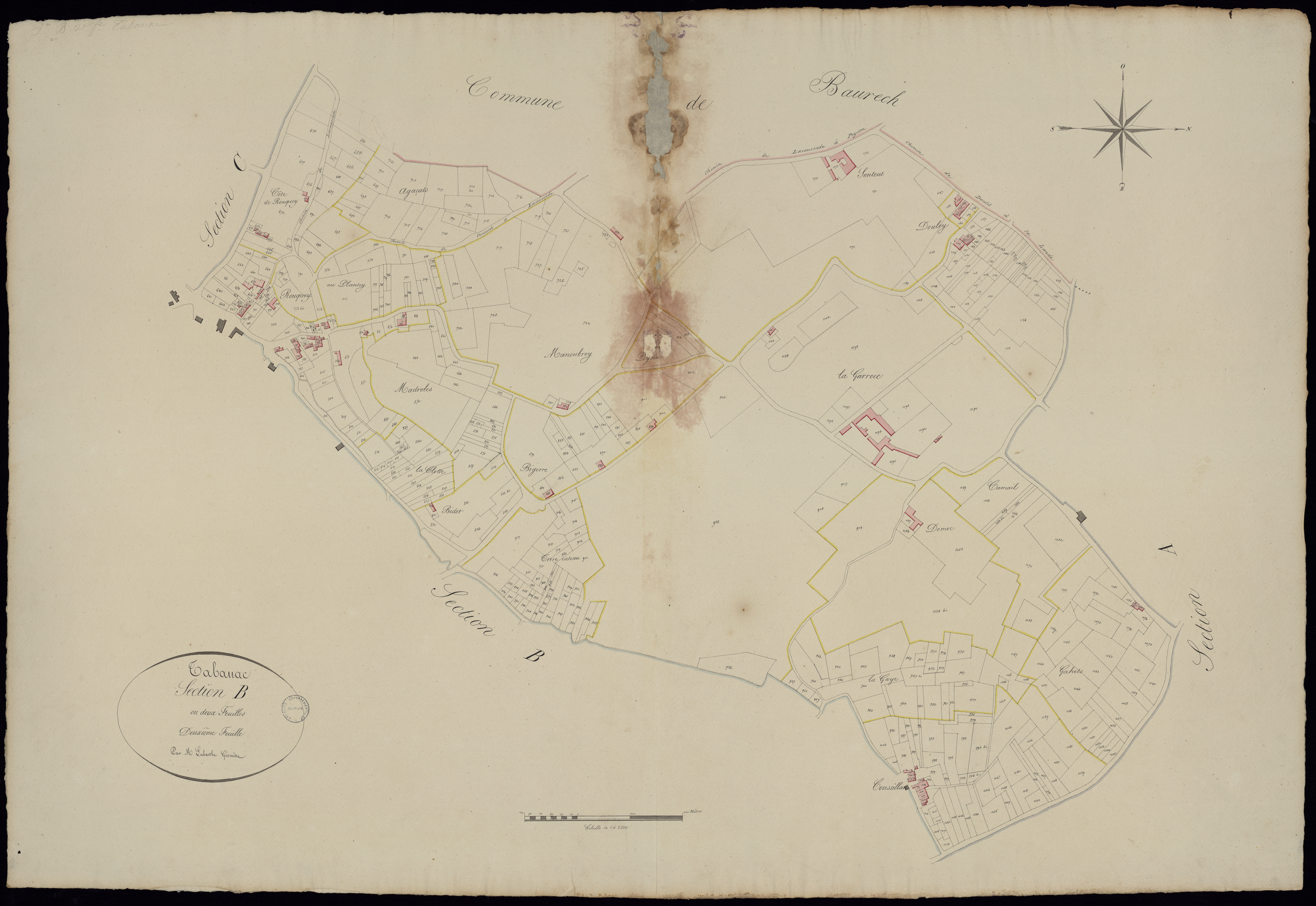 Tabanac - -Section B feuille 2 : [Le Bourg]