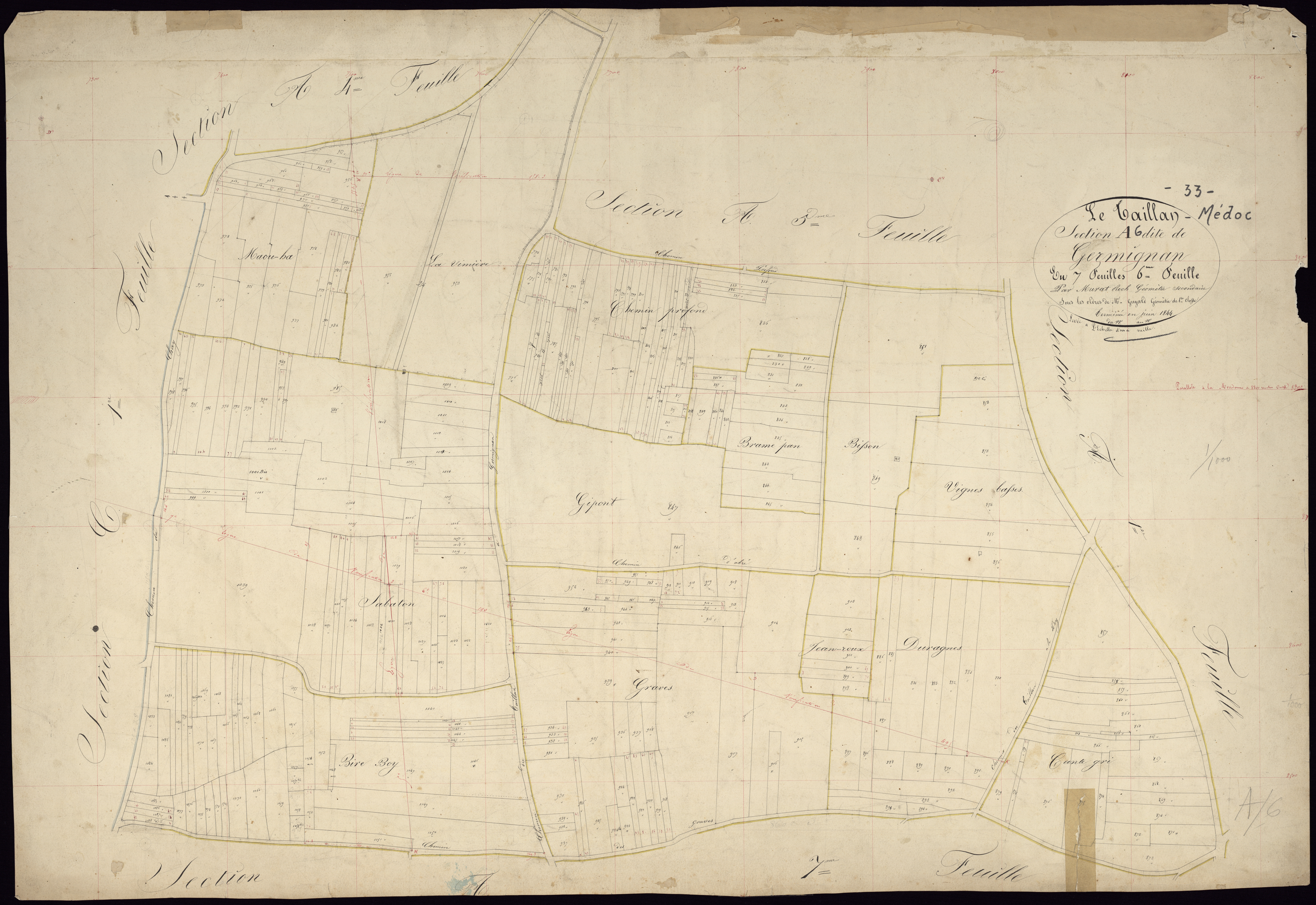Le Taillan-Médoc - -Section A feuille 6 : Germignan