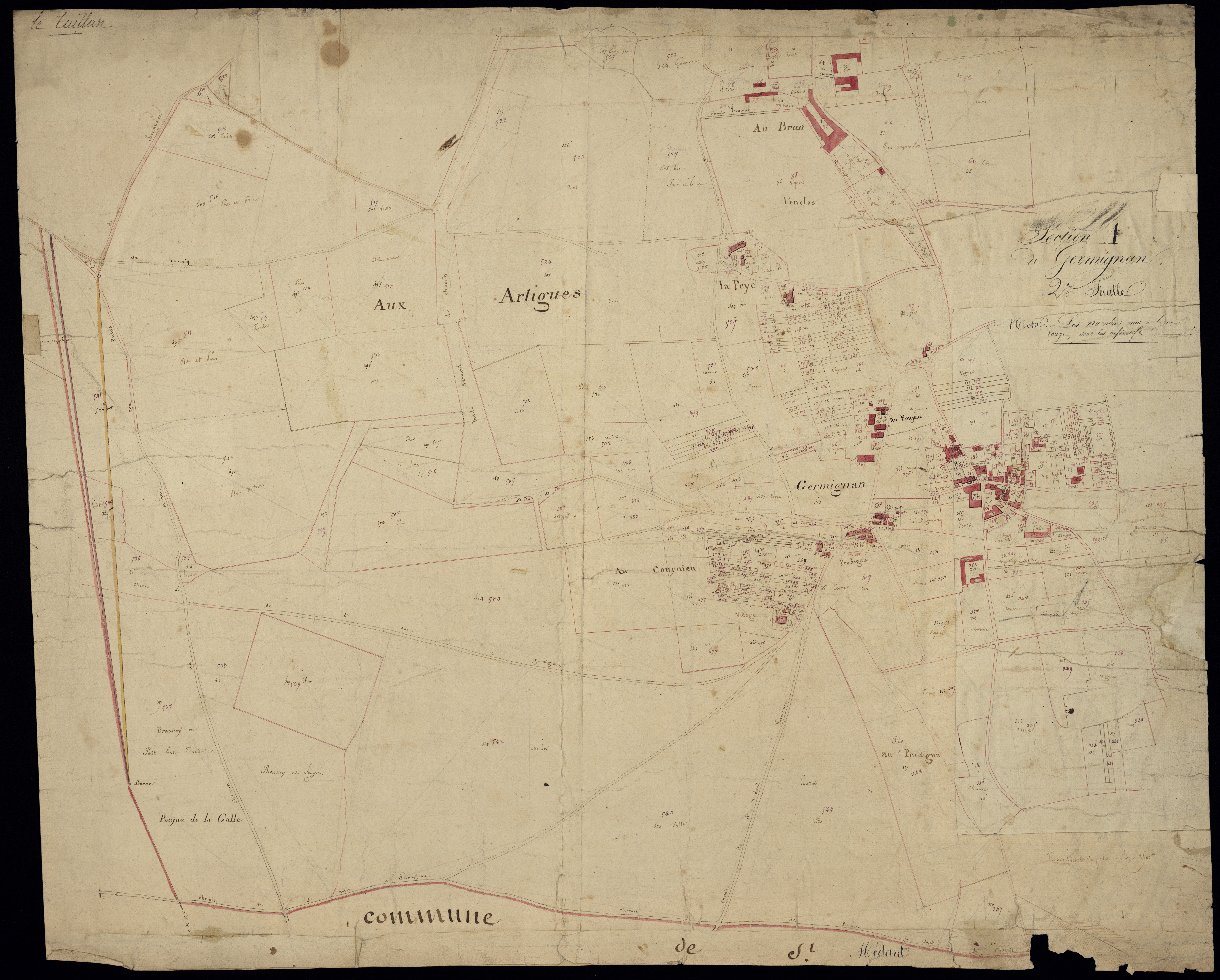 Le Taillan-Médoc - -Section A feuille 2 : Germignan