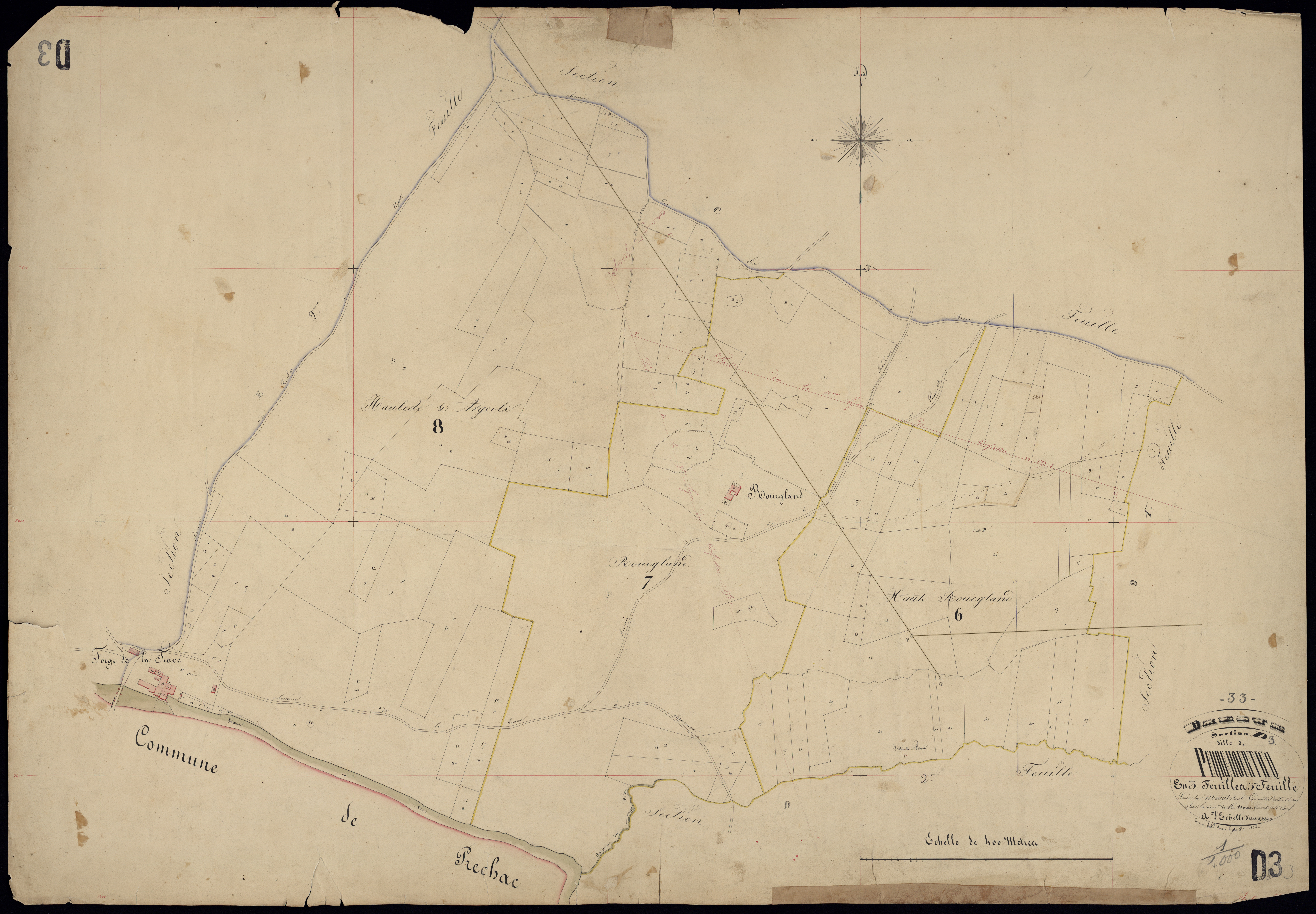 Uzeste - -Section D feuille 3 : Peyrehourticq
