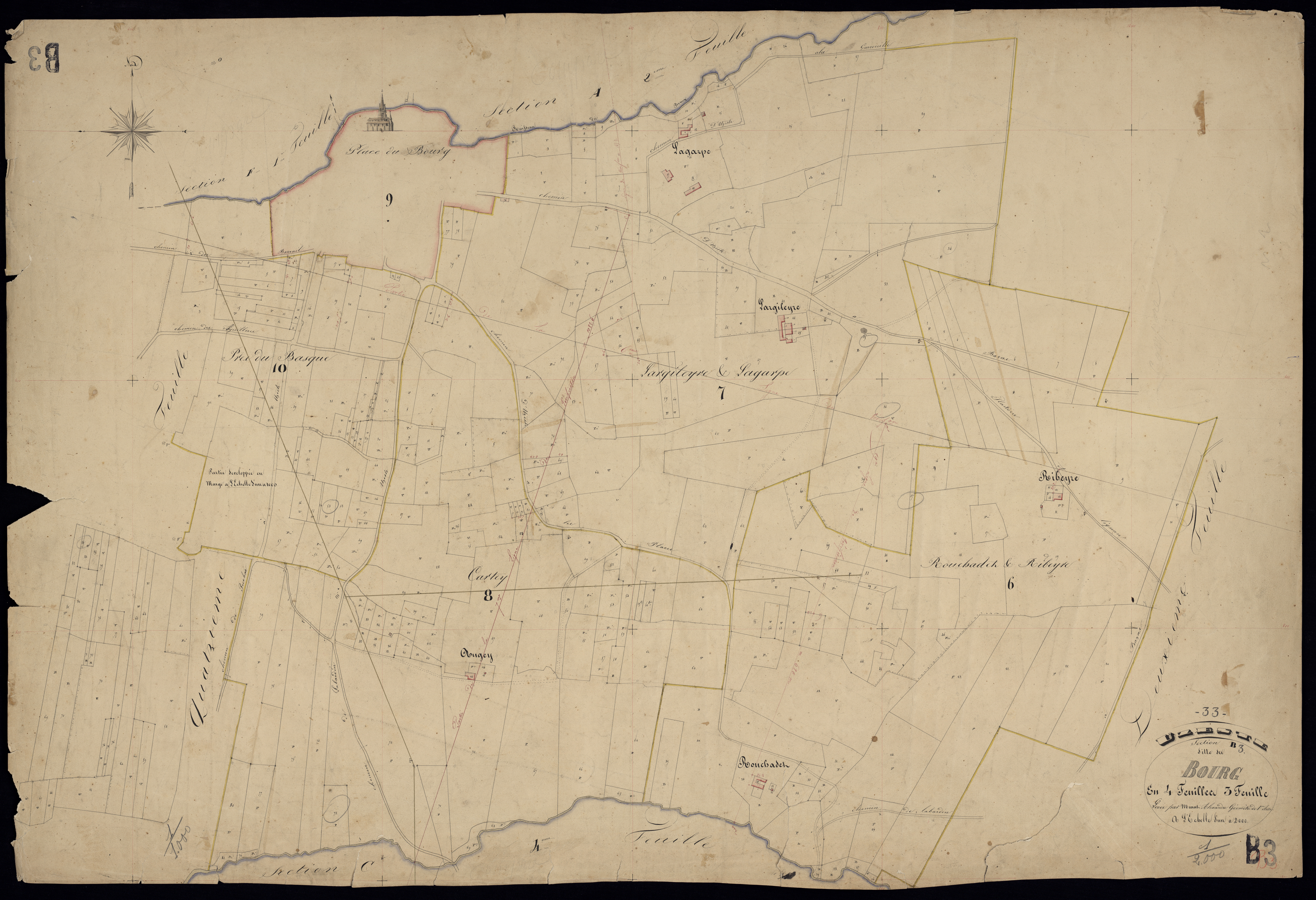 Uzeste - -Section B feuille 3 : Le Bourg