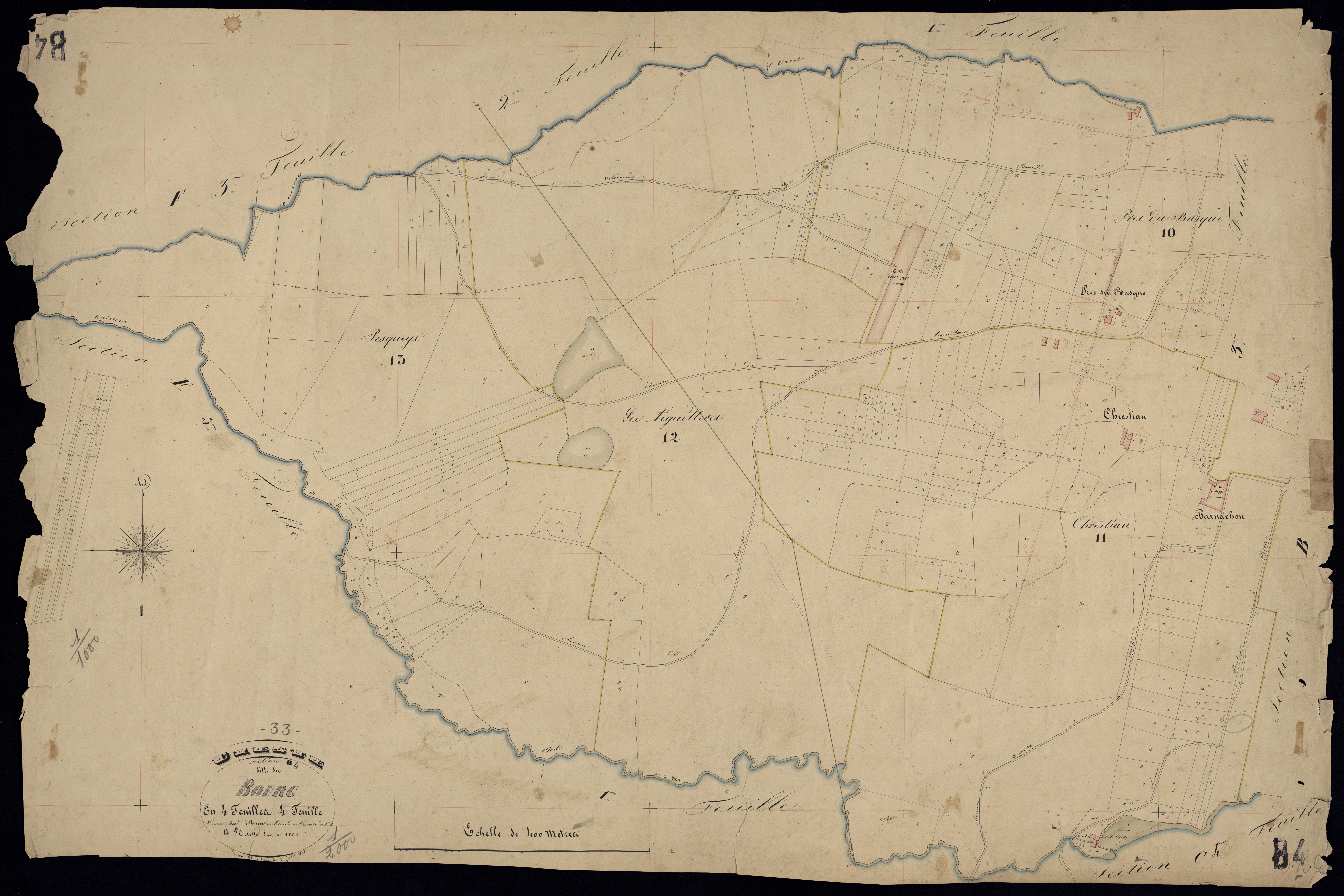 Uzeste - -Section B feuille 4 : Le Bourg