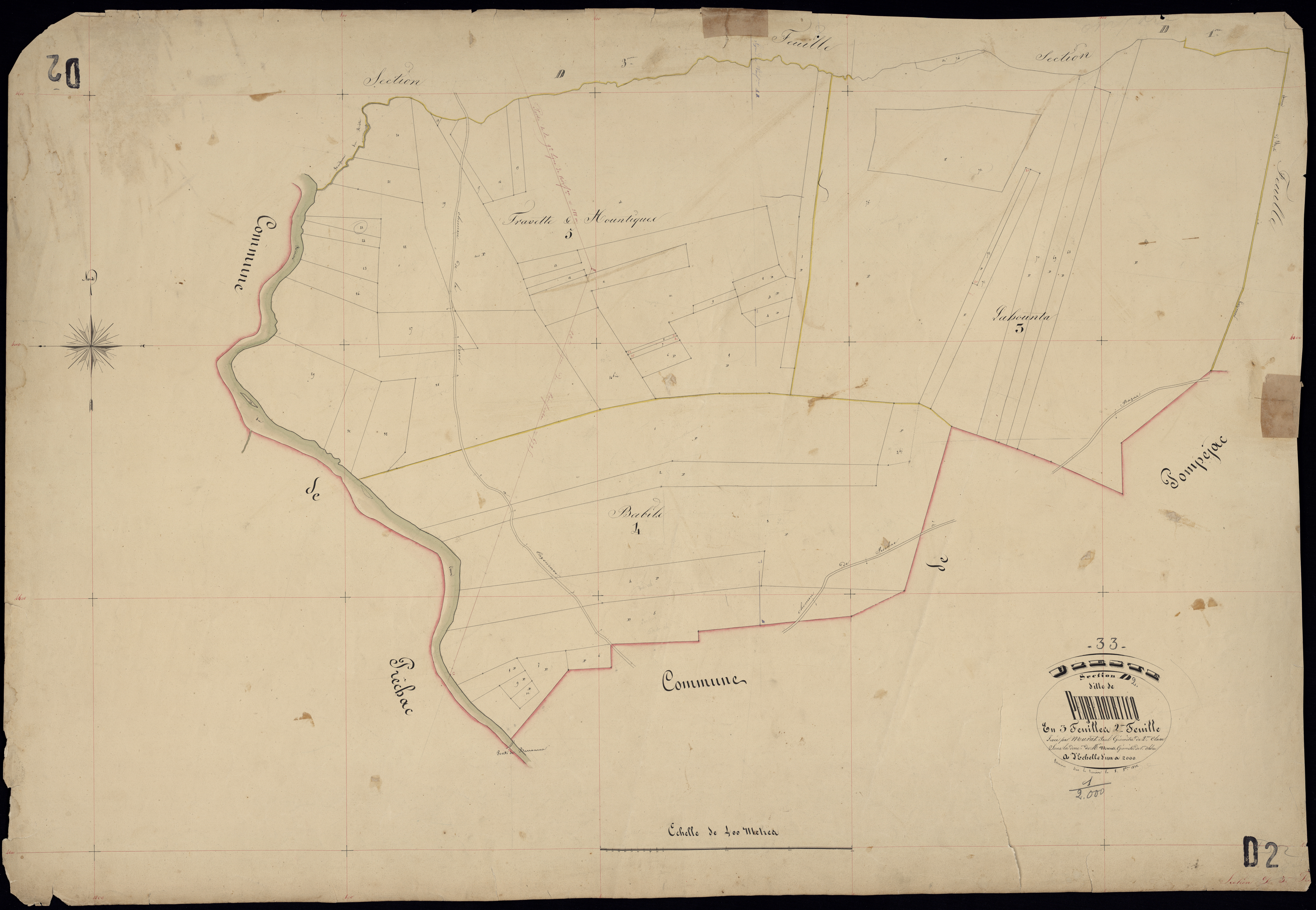 Uzeste - -Section D feuille 2 : Peyrehourticq