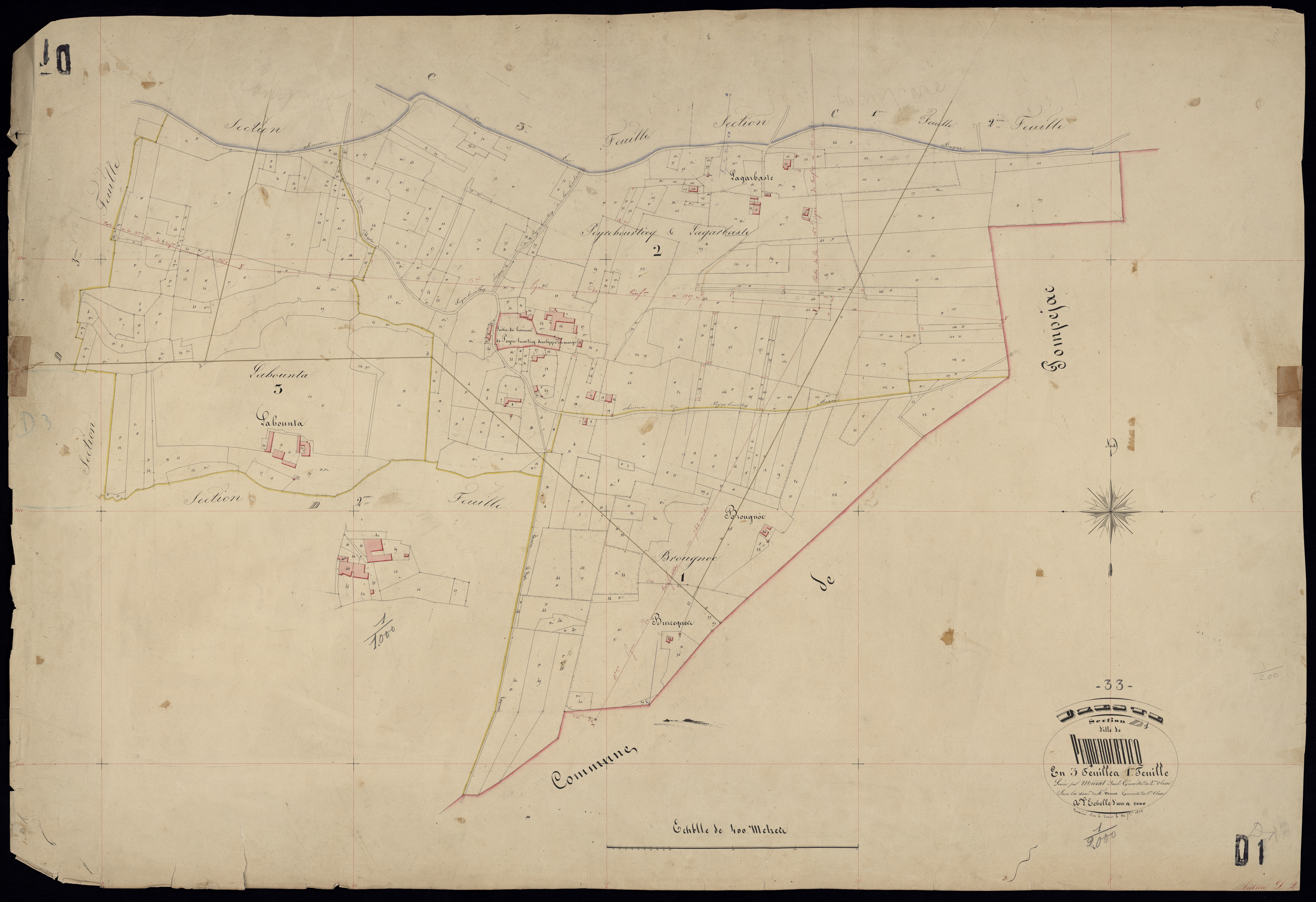 Uzeste - -Section D feuille 1 : Peyrehourticq