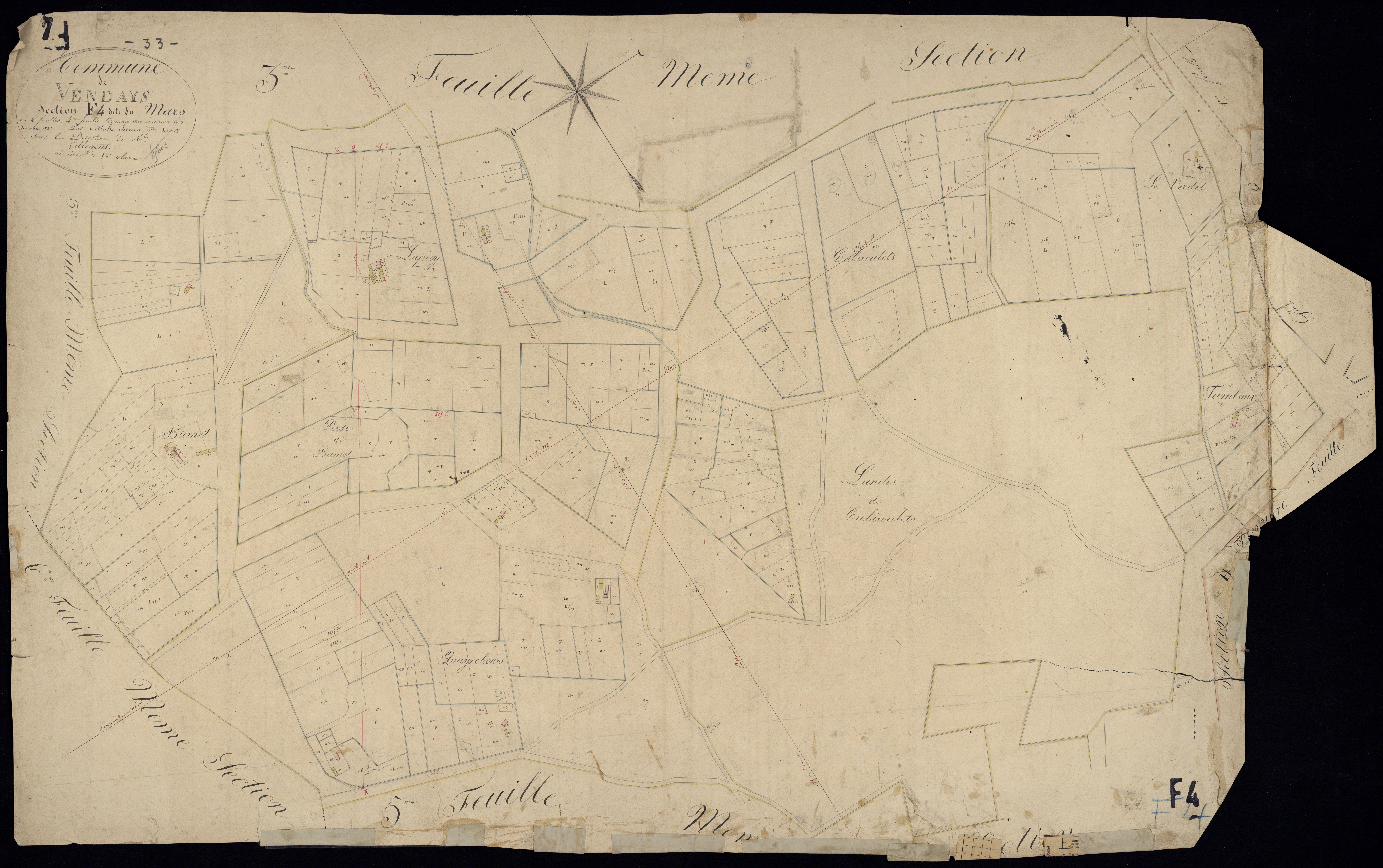 Vendays-Montalivet - -Section F feuille 4 : Le Mars