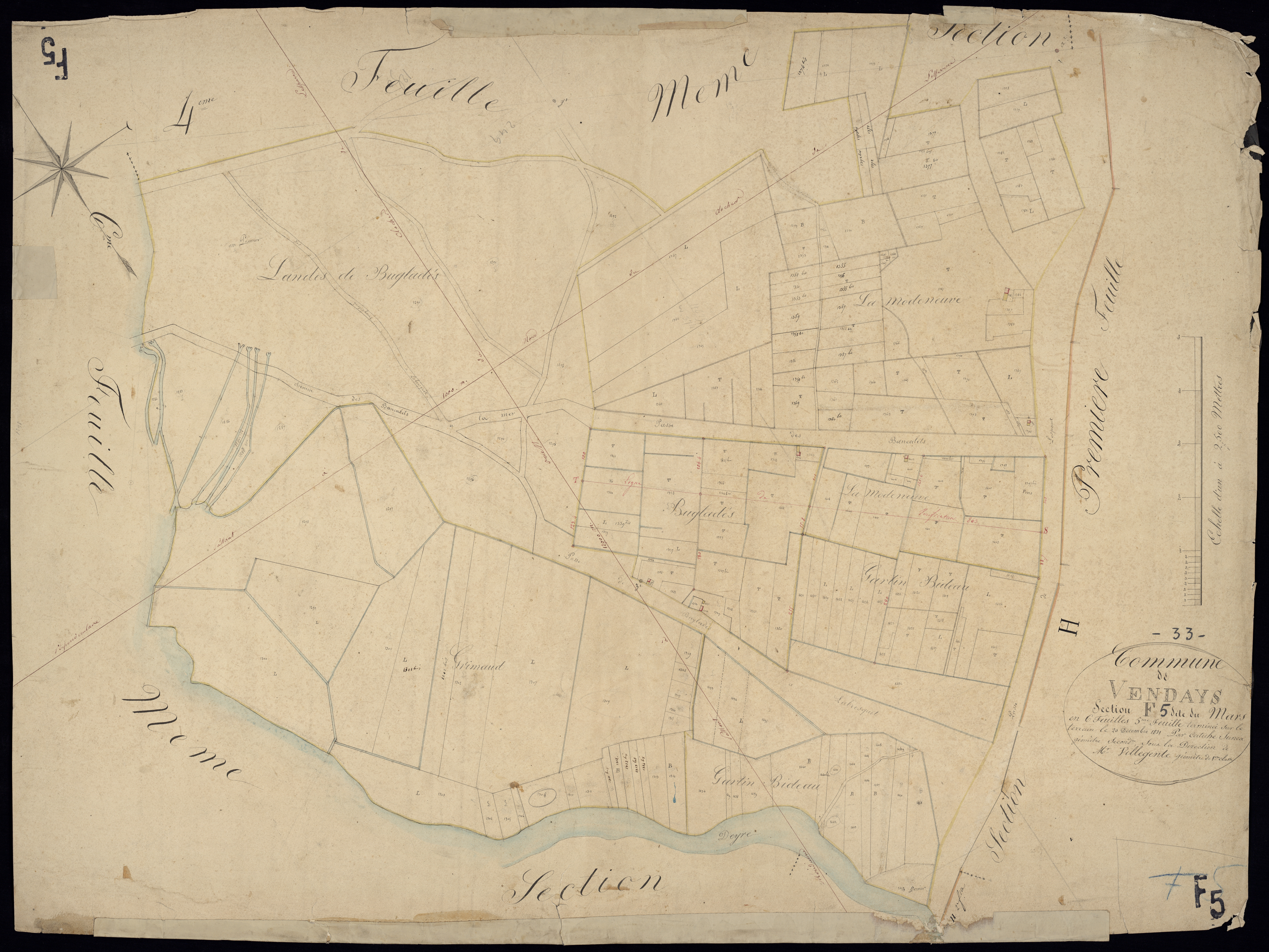 Vendays-Montalivet - -Section F feuille 5 : Le Mars